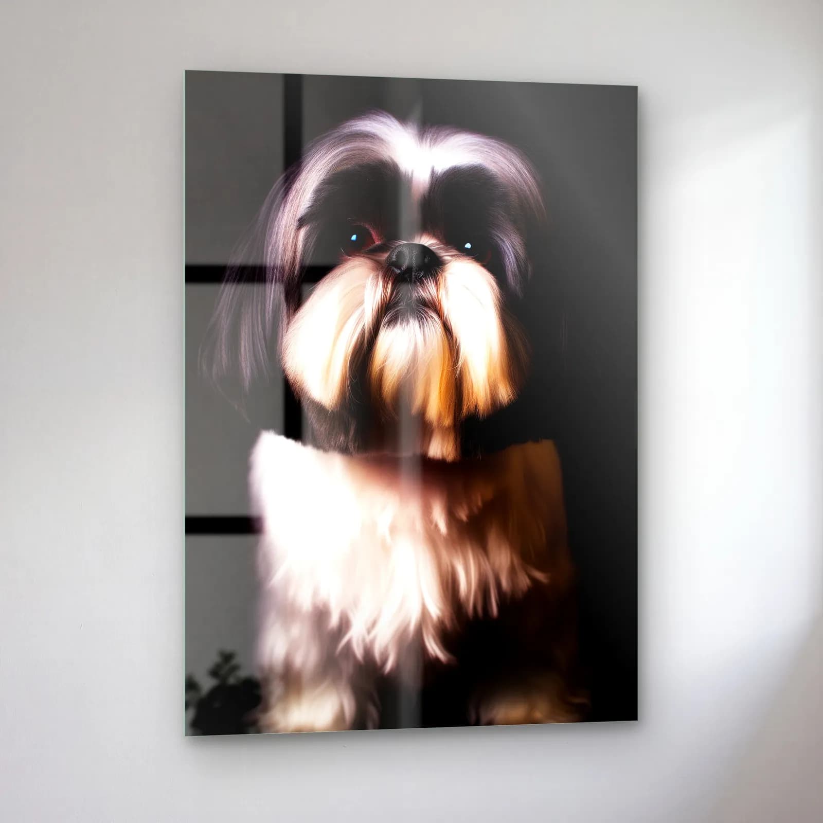 Shih Tzu Köpek Portresi cam tablo — sol açıdan görünüm