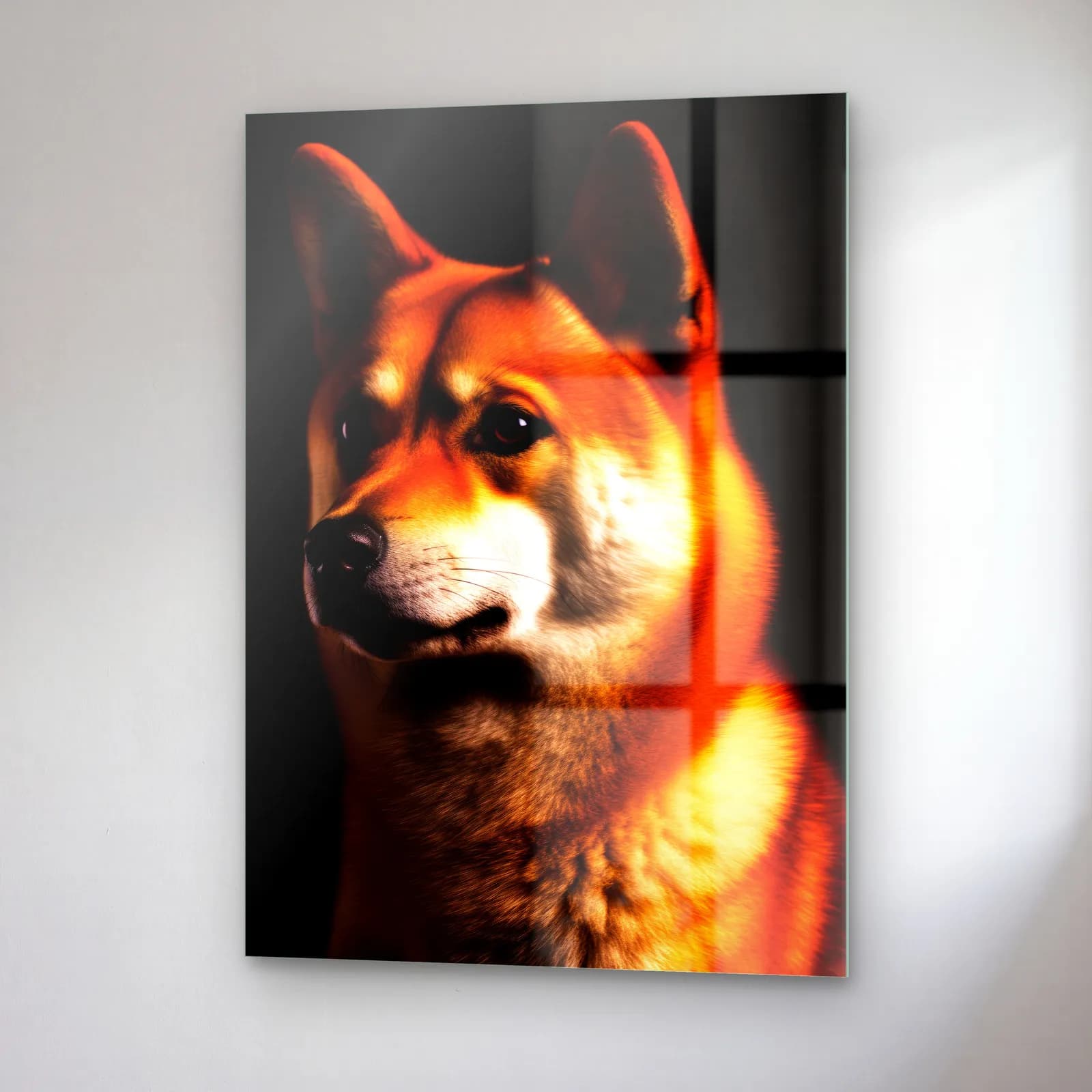 Shiba Inu Portresi cam tablo — sağ açıdan görünüm