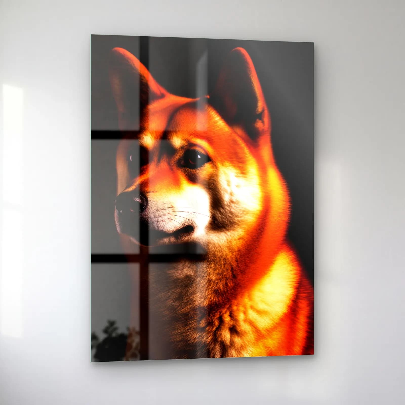 Shiba Inu Portresi cam tablo — sol açıdan görünüm