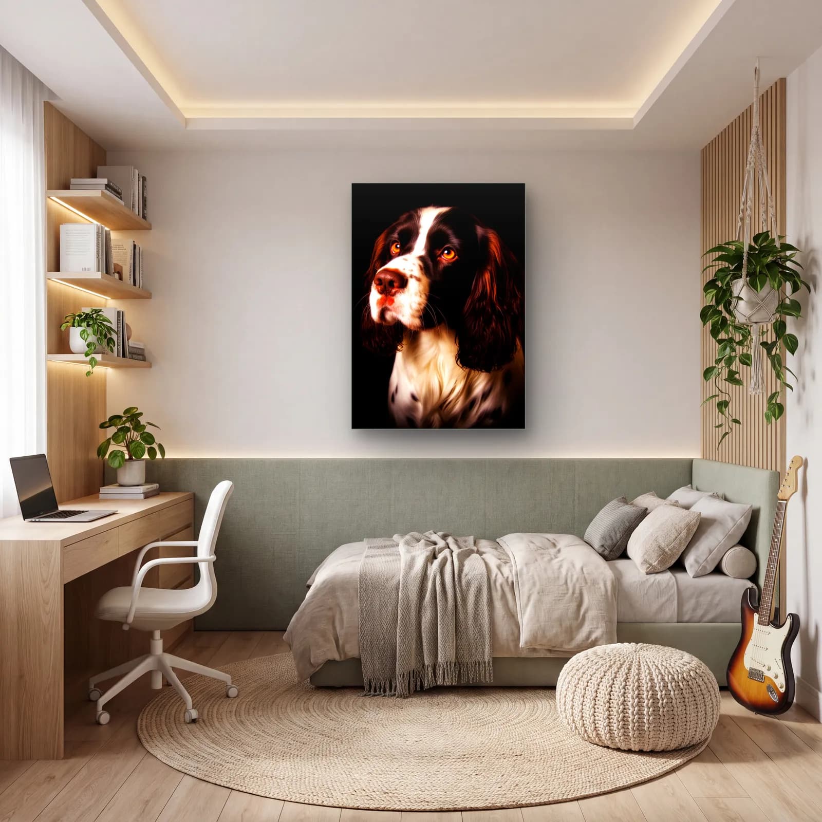Springer Spaniel Portresi cam tablo — genç odasında