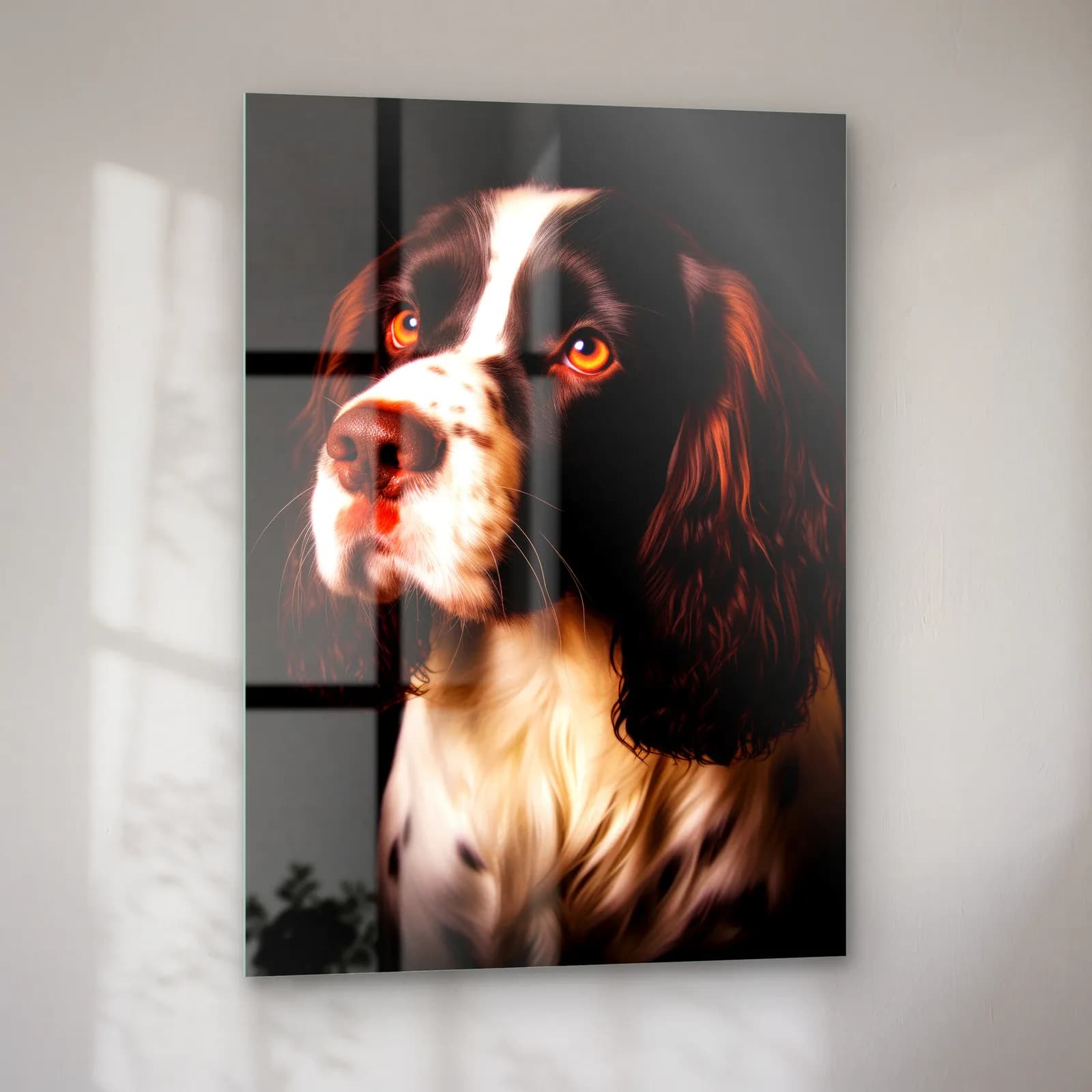 Springer Spaniel Portresi cam tablo — sol açıdan görünüm