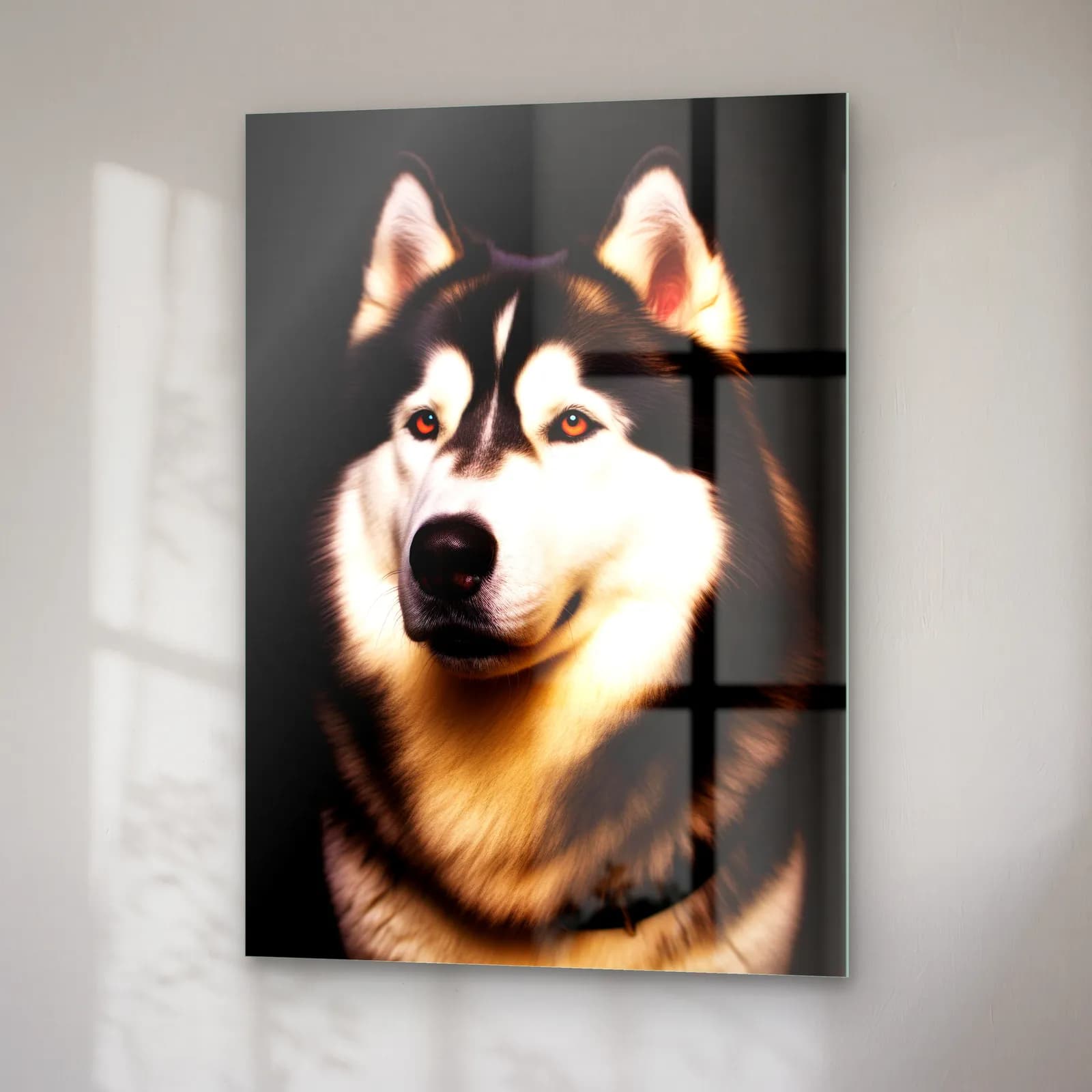 Husky Köpek Portresi cam tablo — sağ açıdan görünüm
