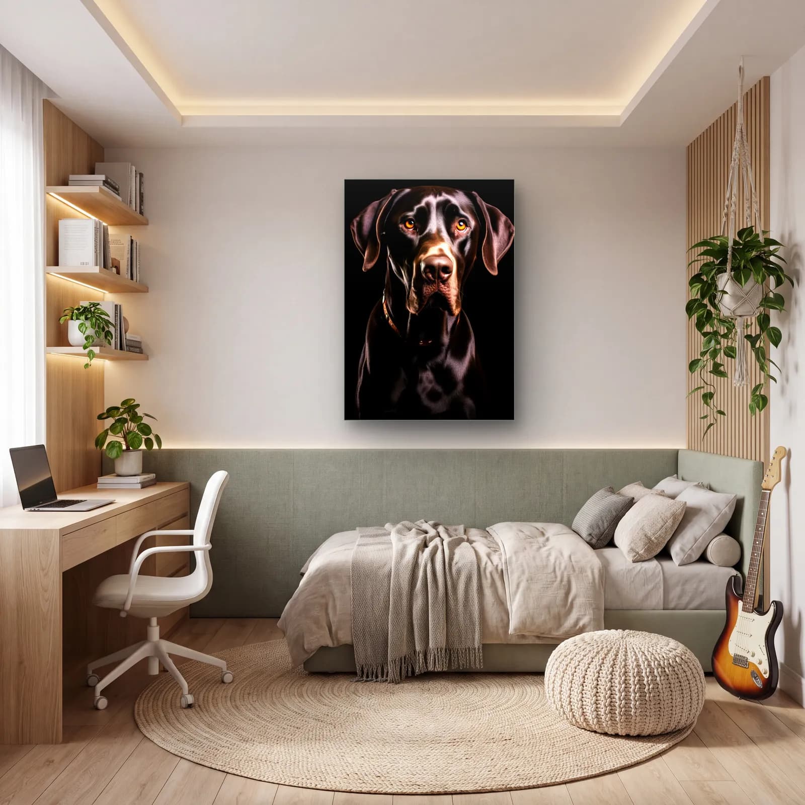 Danua Köpek Portresi cam tablo — genç odasında