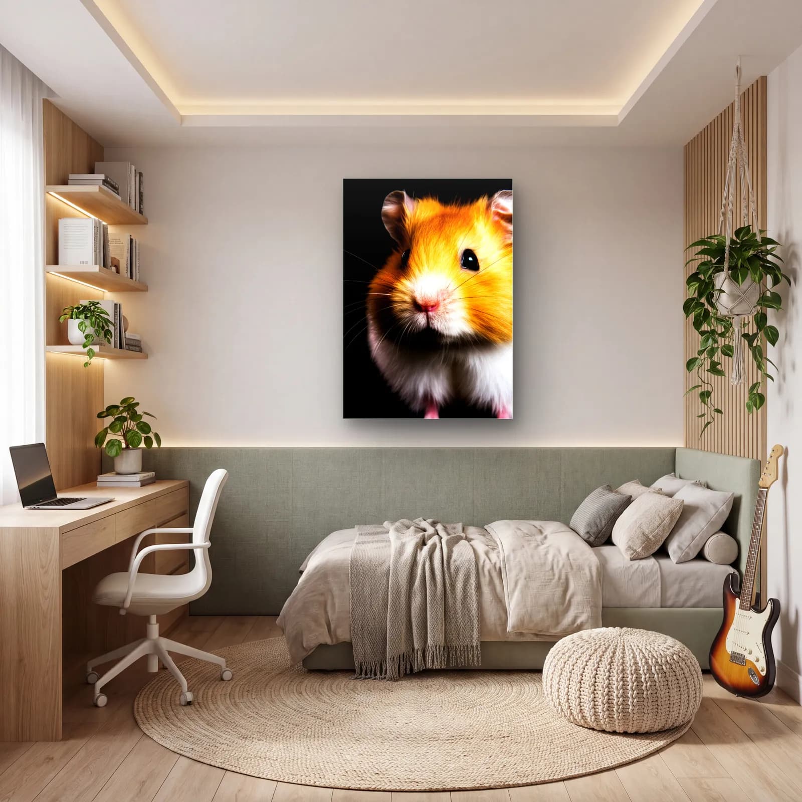 Sarı Hamster Portresi cam tablo — genç odasında