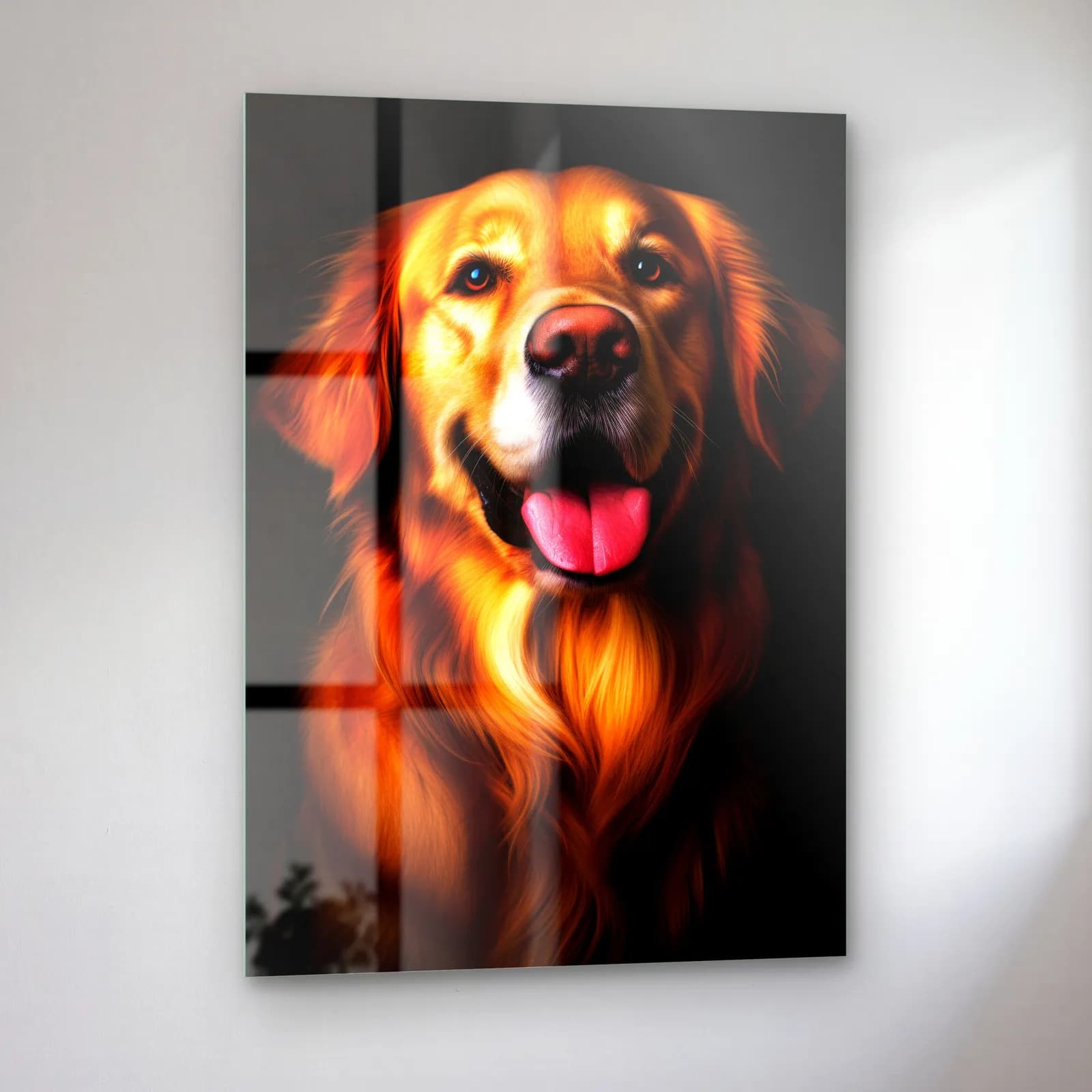 Golden Retriever Portresi cam tablo — sol açıdan görünüm