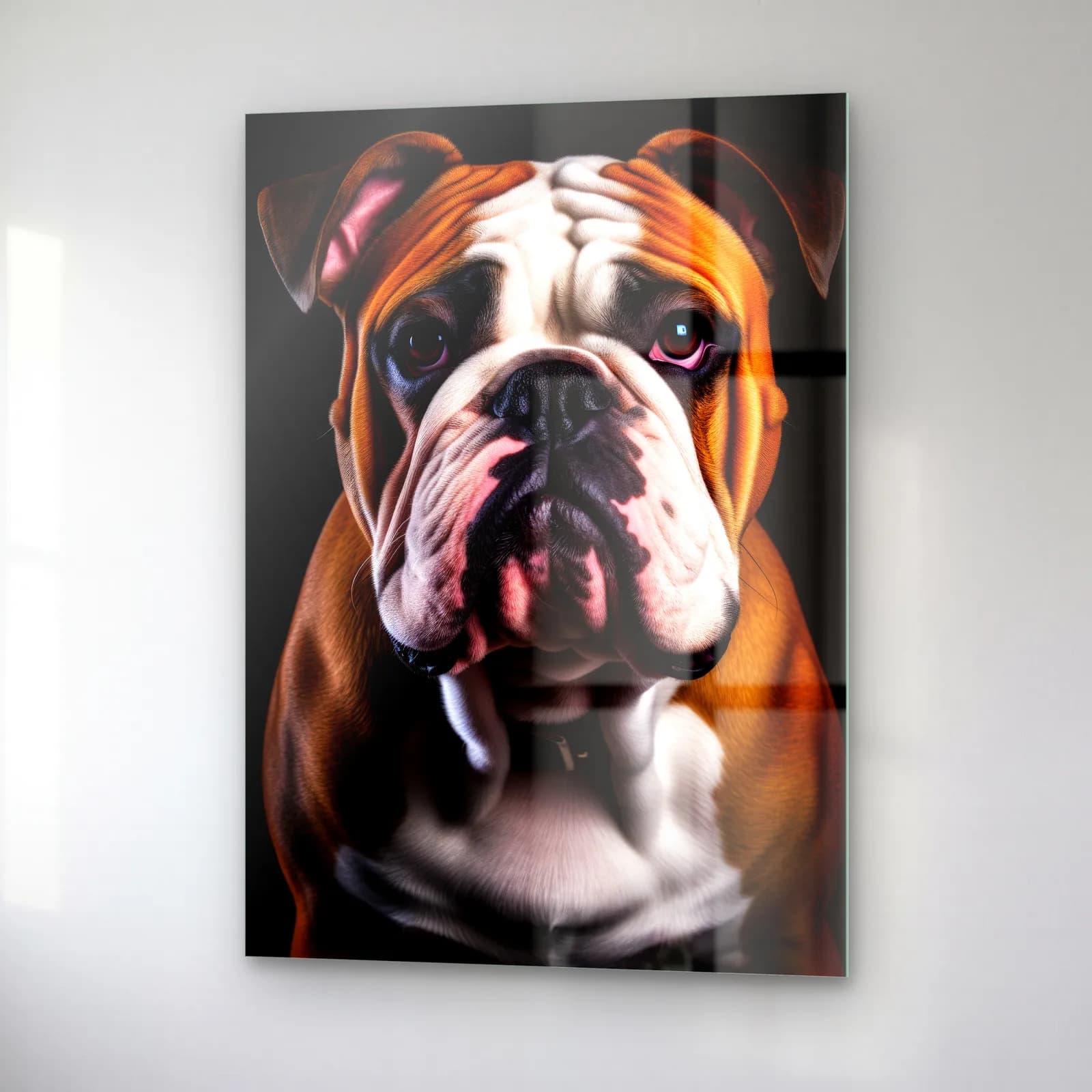 İngiliz Bulldog Portresi cam tablo — sağ açıdan görünüm