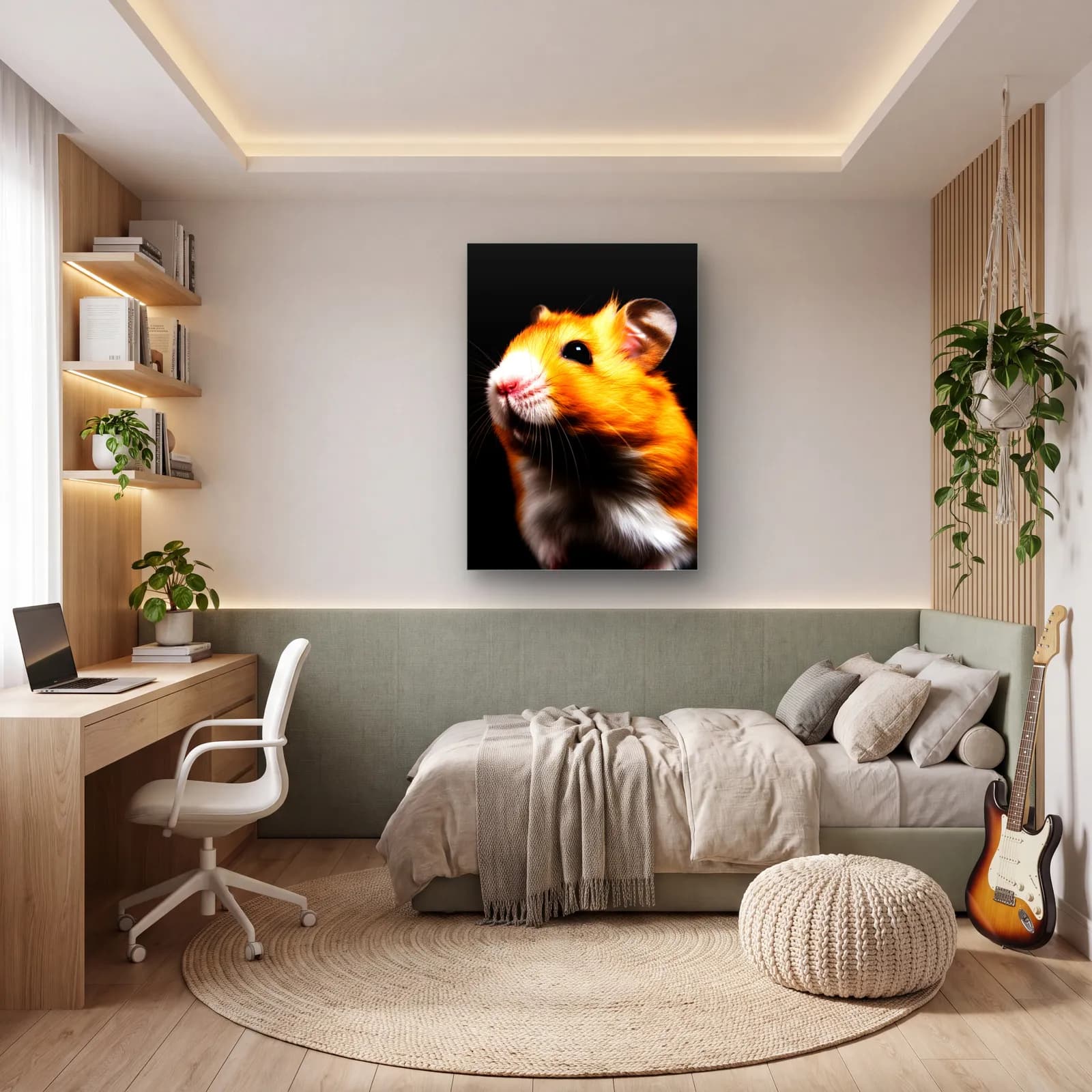 Turuncu Hamster Profil Portresi cam tablo — genç odasında