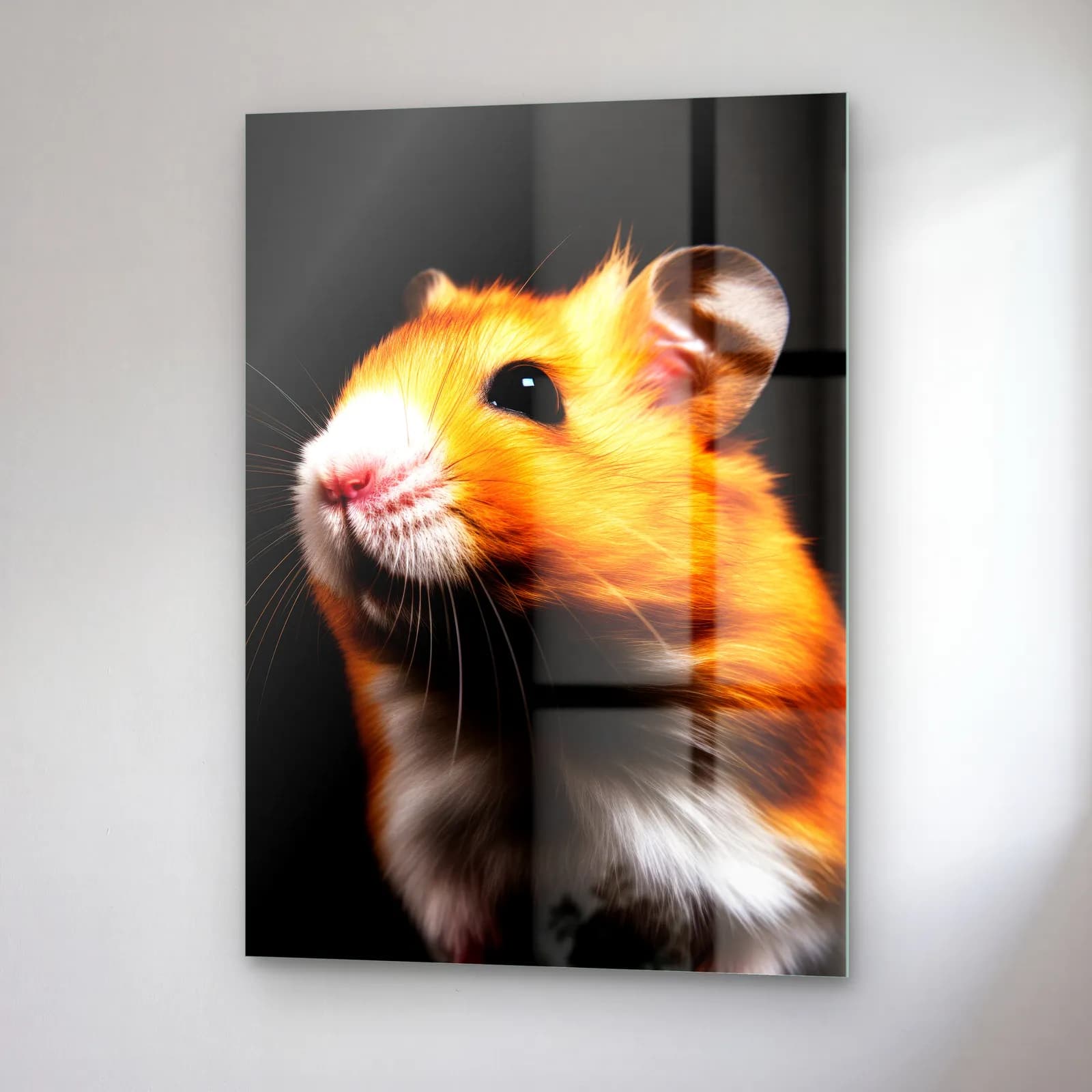 Turuncu Hamster Profil Portresi cam tablo — sağ açıdan görünüm