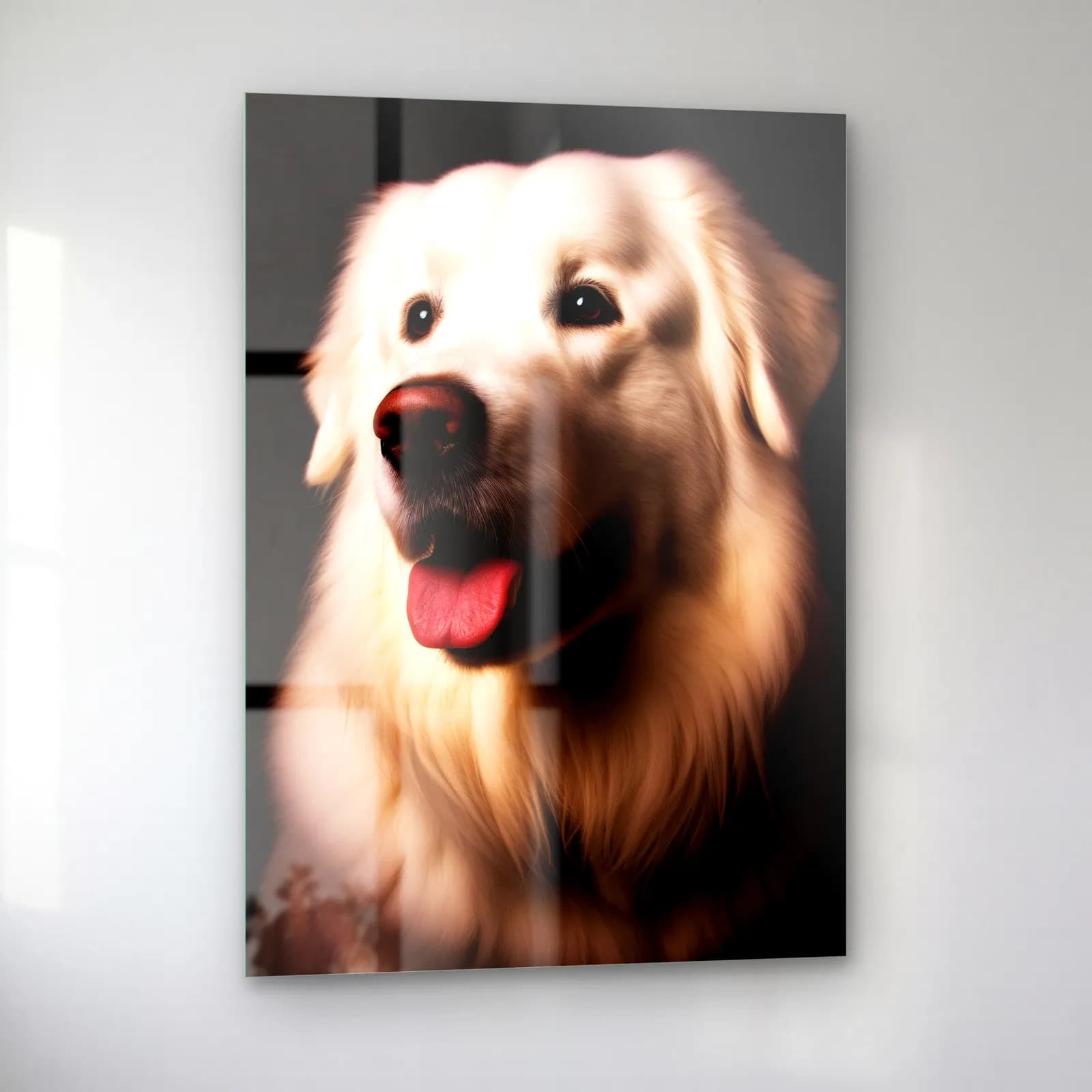 Krem Golden Retriever Portresi cam tablo — sol açıdan görünüm
