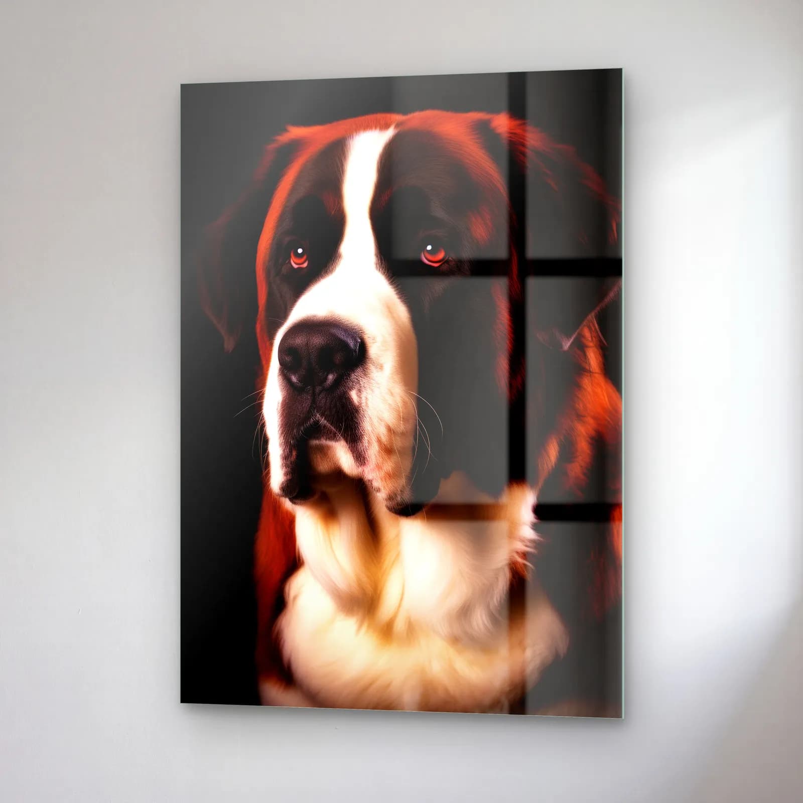 Saint Bernard Köpek Portresi cam tablo — sağ açıdan görünüm