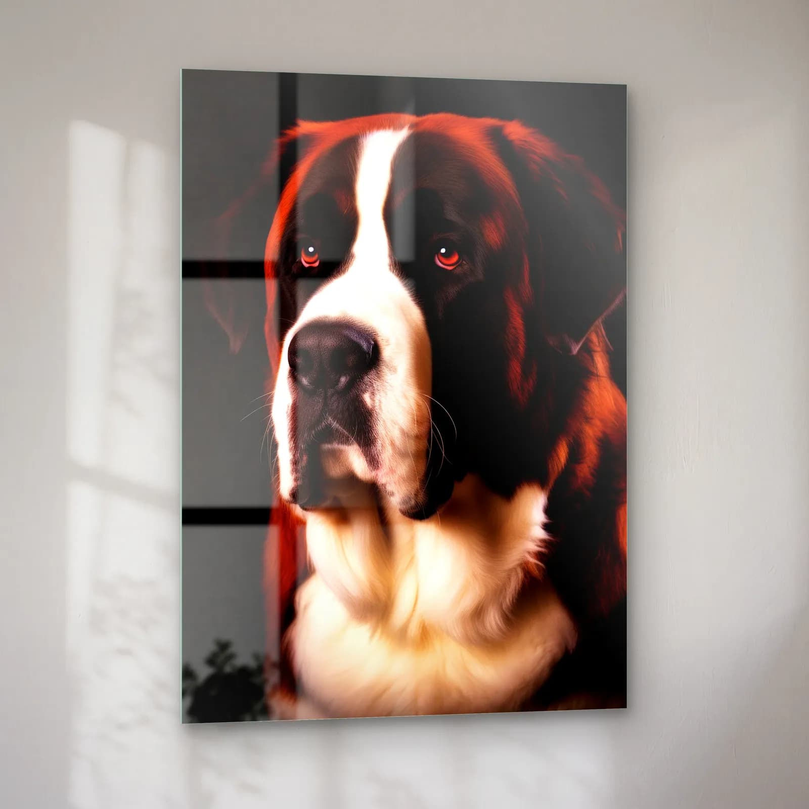 Saint Bernard Köpek Portresi cam tablo — sol açıdan görünüm