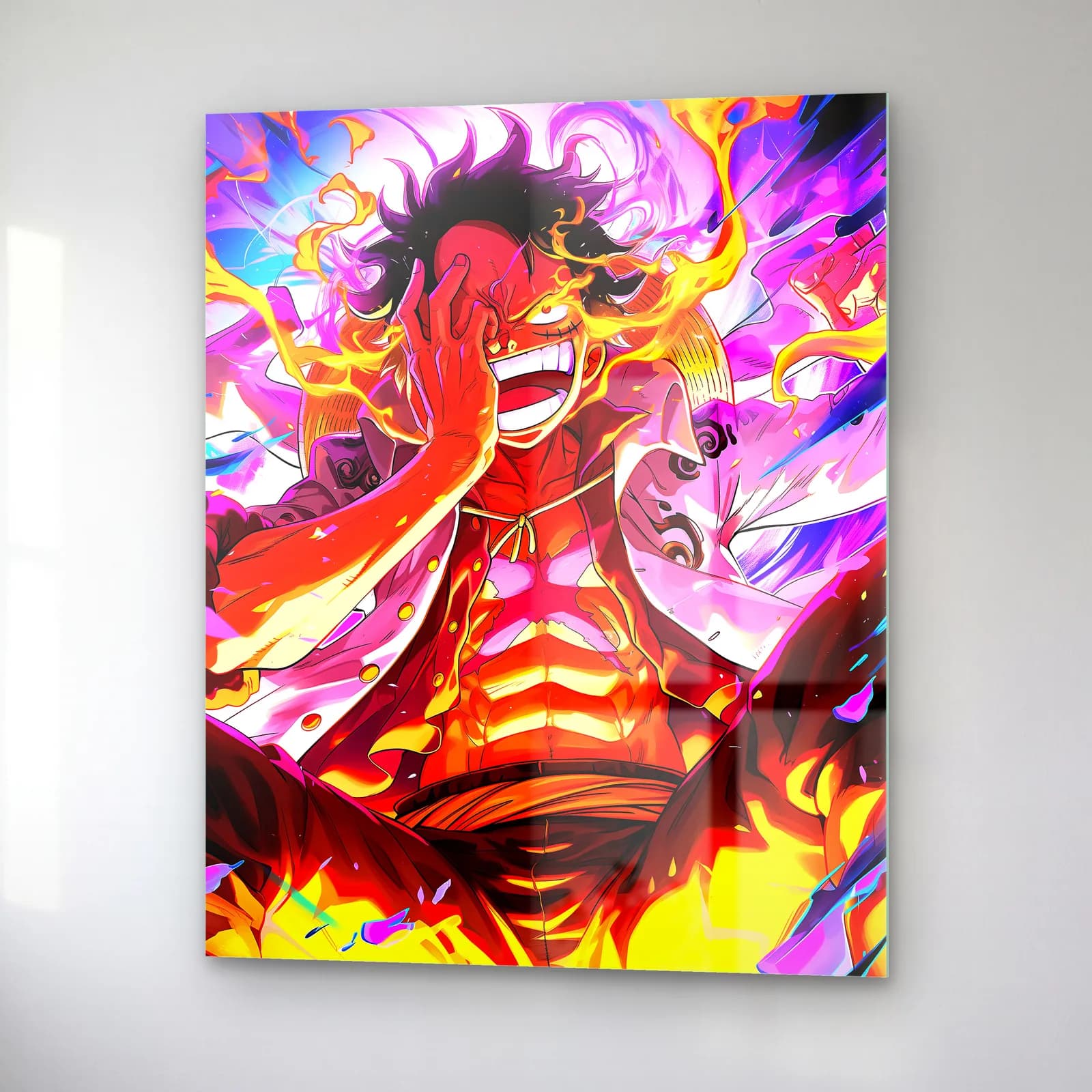 Gear 5 Luffy Kahkaha cam tablo — sağ açıdan görünüm