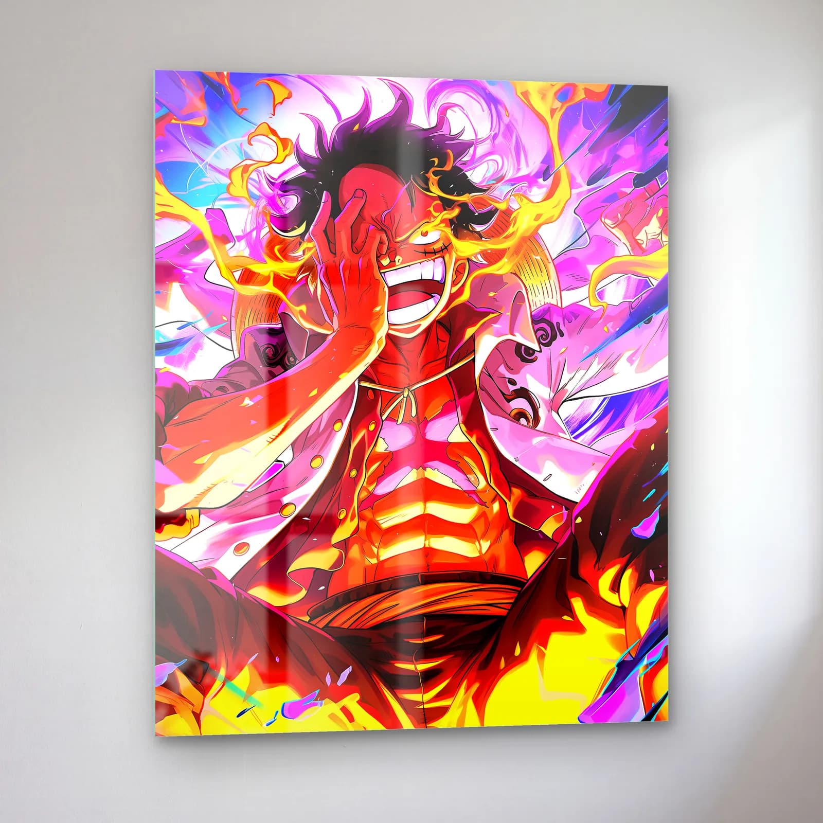 Gear 5 Luffy Kahkaha cam tablo — sol açıdan görünüm