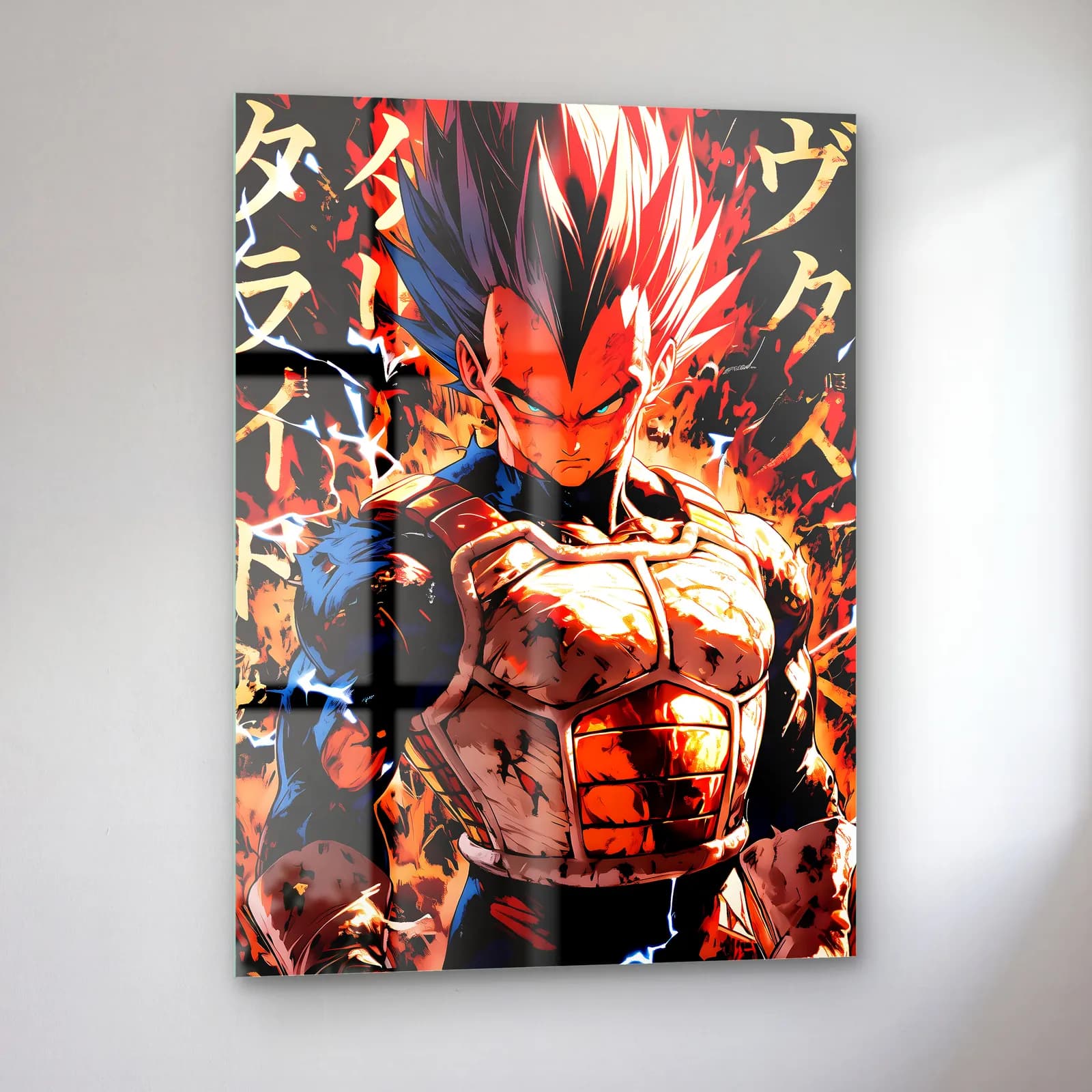 Japonca Yazılı Vegeta cam tablo — sol açıdan görünüm