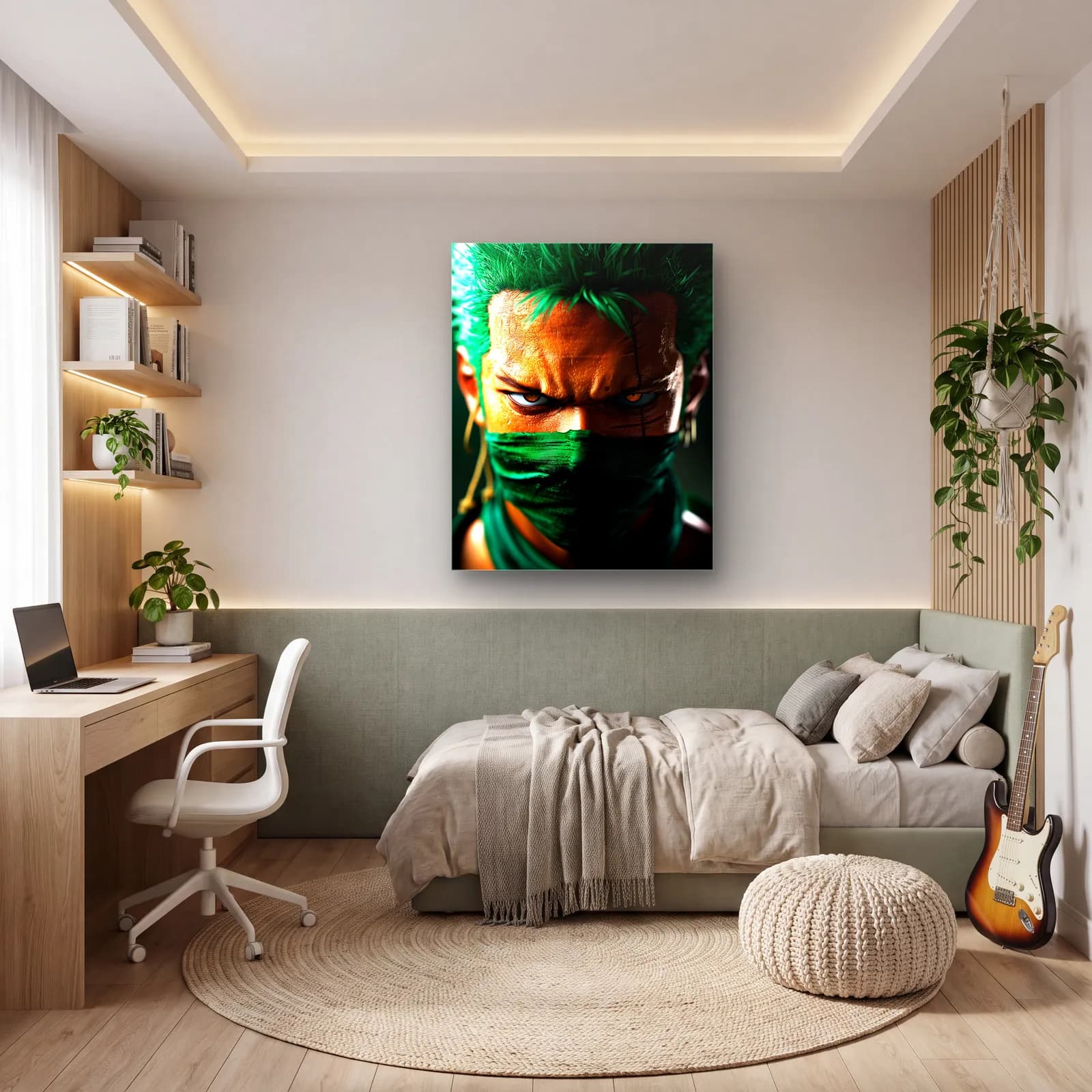 Roronoa Zoro Yakın Plan cam tablo — genç odasında