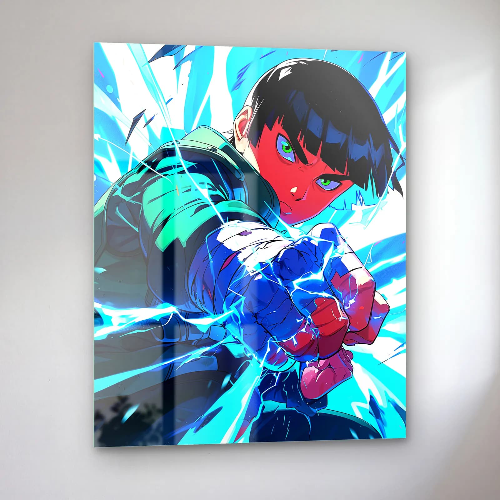 Şimşekli Rock Lee cam tablo — sol açıdan görünüm