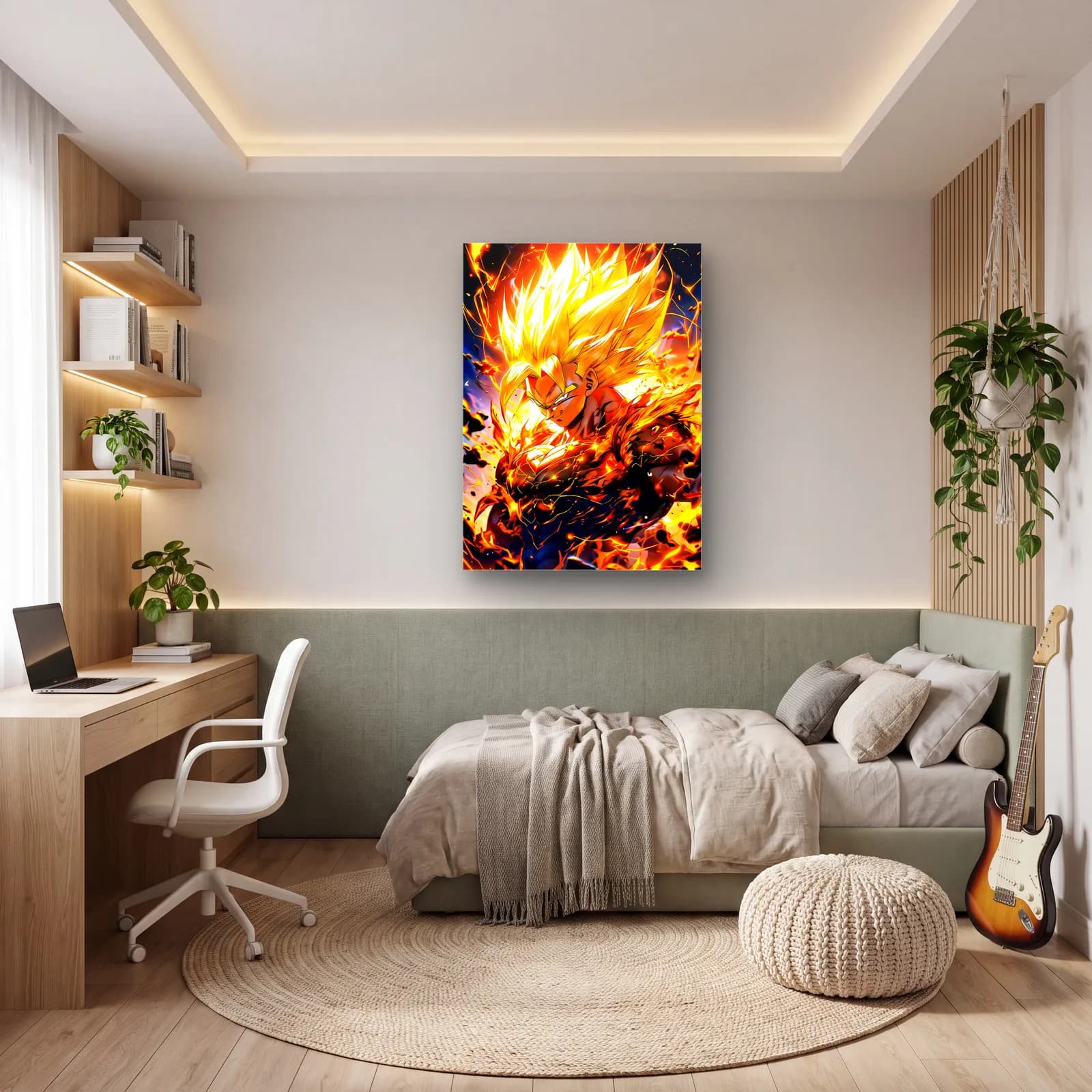 Süper Saiyan Goku cam tablo — genç odasında
