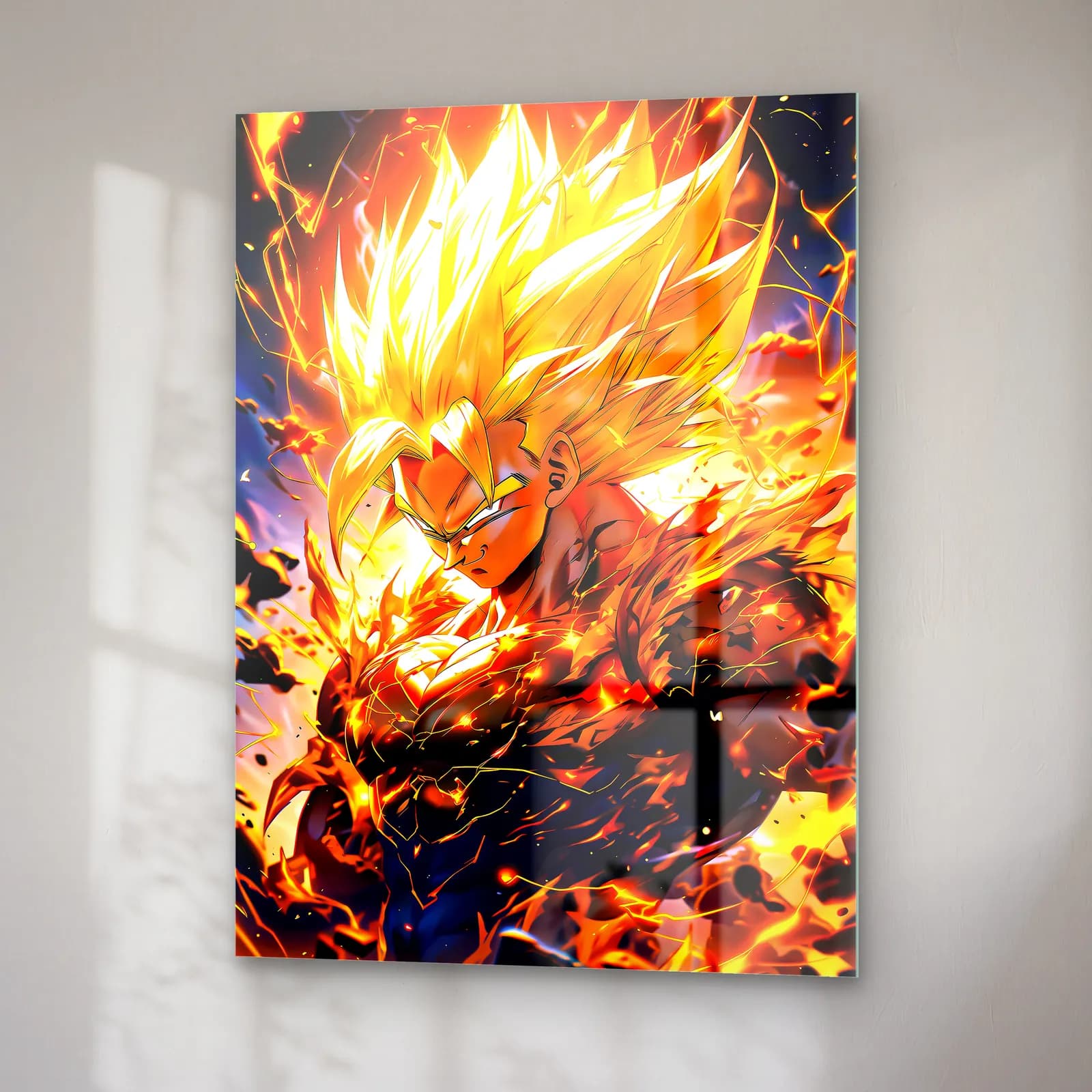Süper Saiyan Goku cam tablo — sağ açıdan görünüm