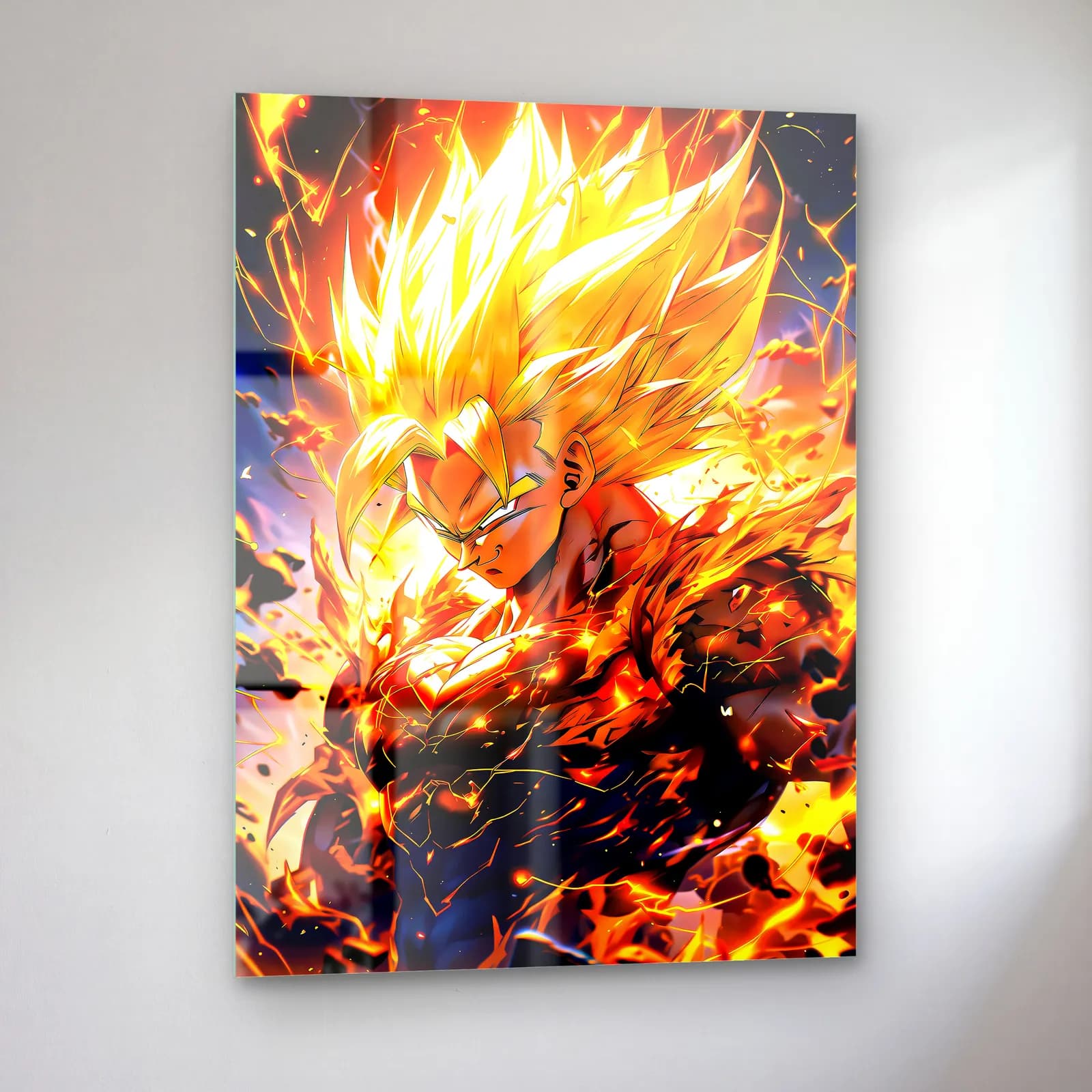 Süper Saiyan Goku cam tablo — sol açıdan görünüm