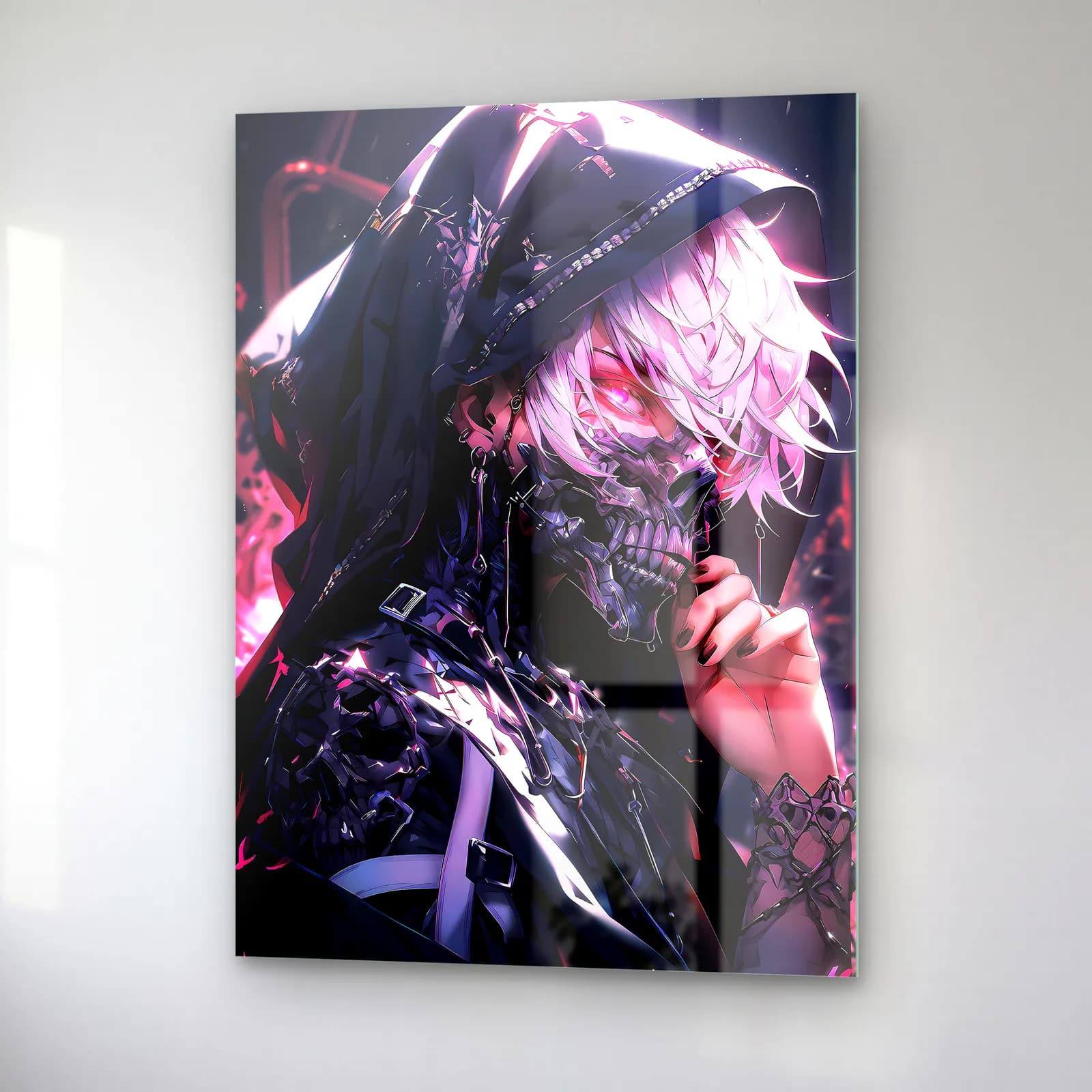 Maskeli Ken Kaneki cam tablo — sağ açıdan görünüm