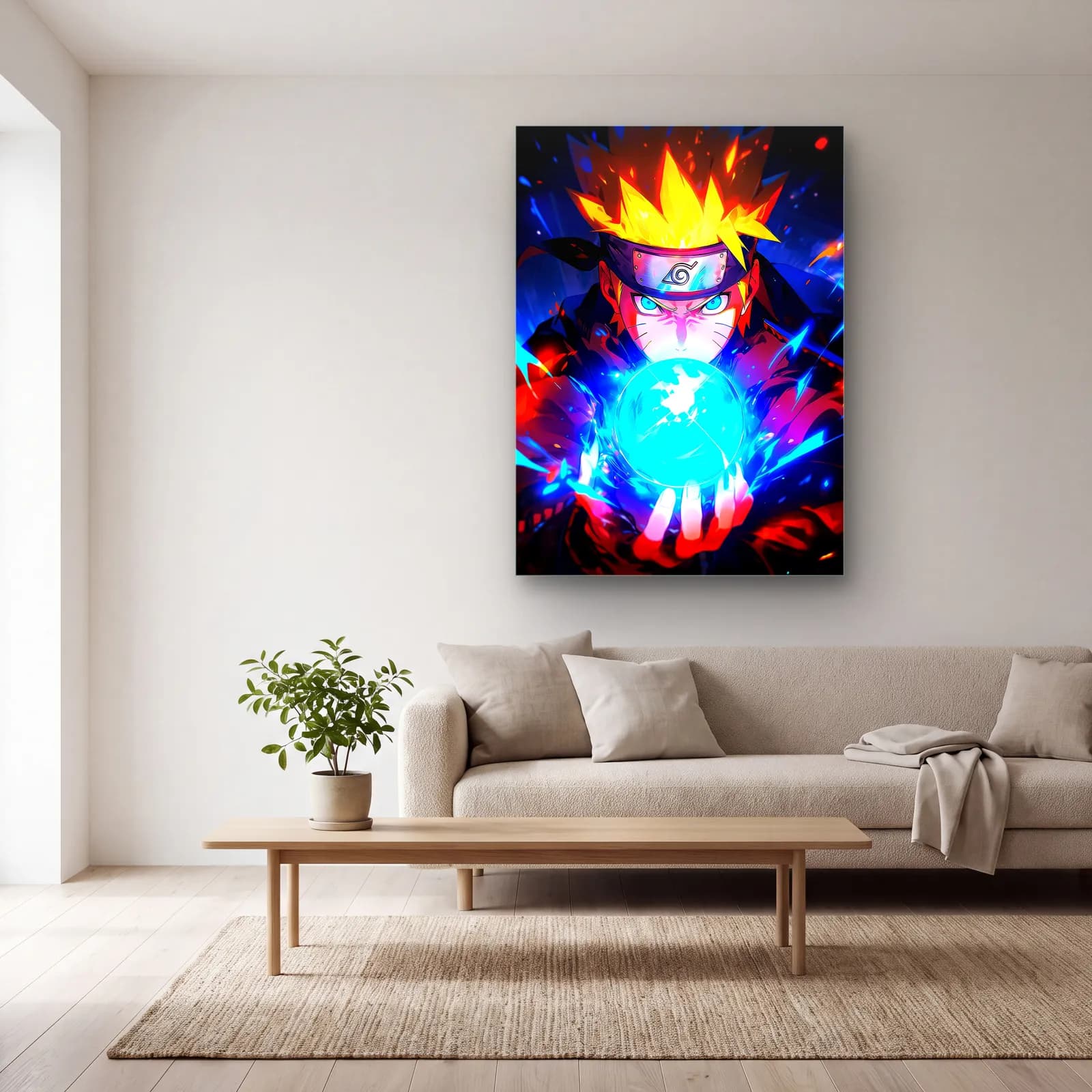 Rasengan Yapan Naruto cam tablo — açık renk salonda
