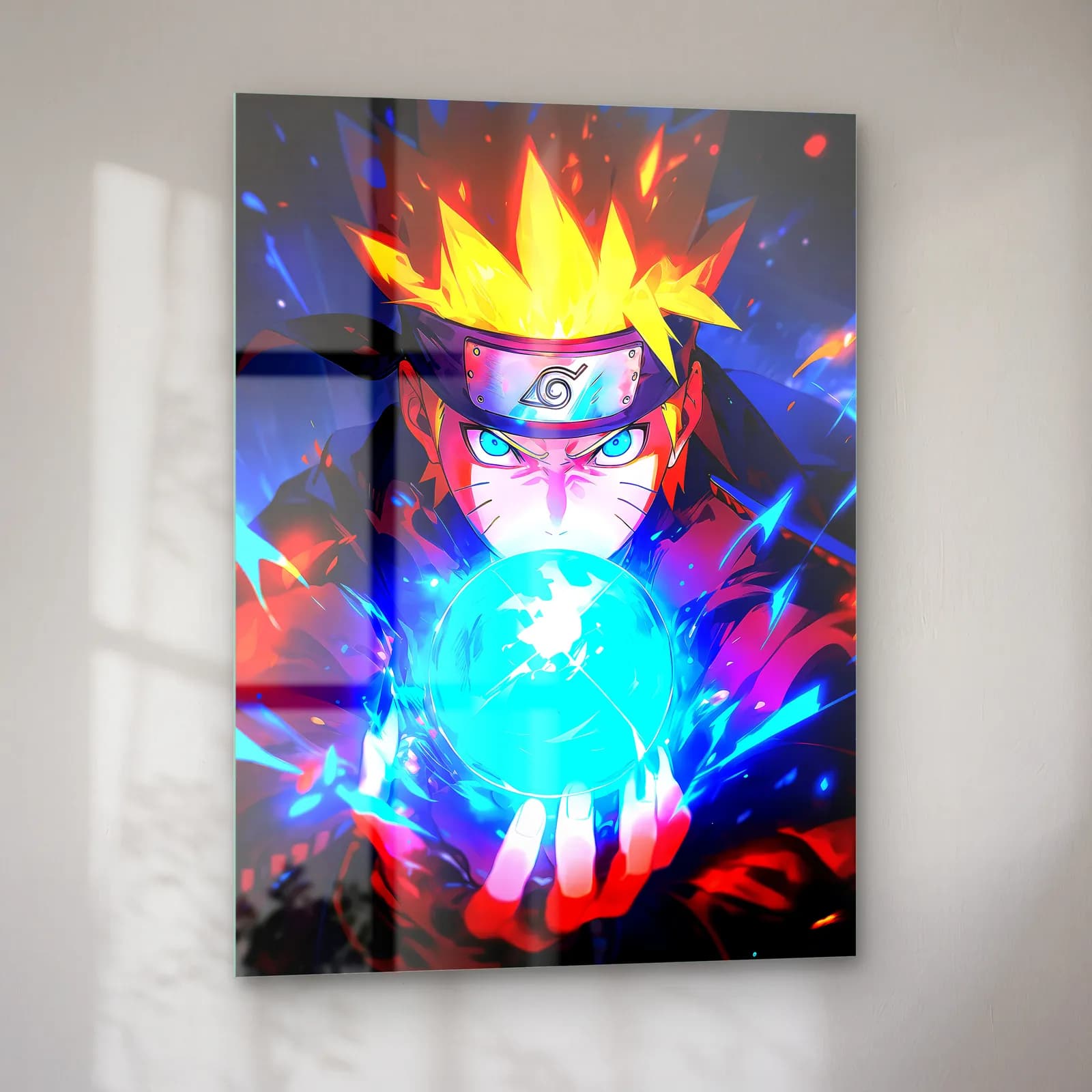 Rasengan Yapan Naruto cam tablo — sol açıdan görünüm