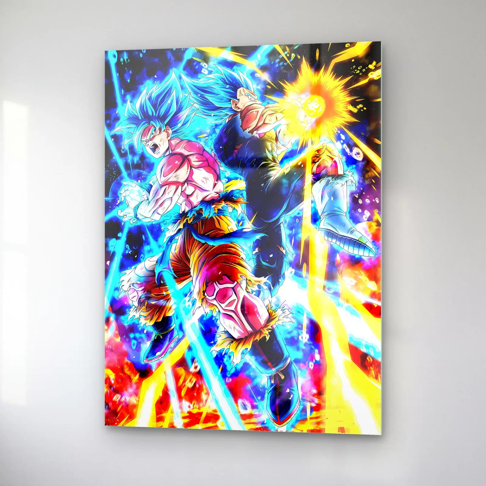 Goku Super Saiyan Blue cam tablo — sağ açıdan görünüm