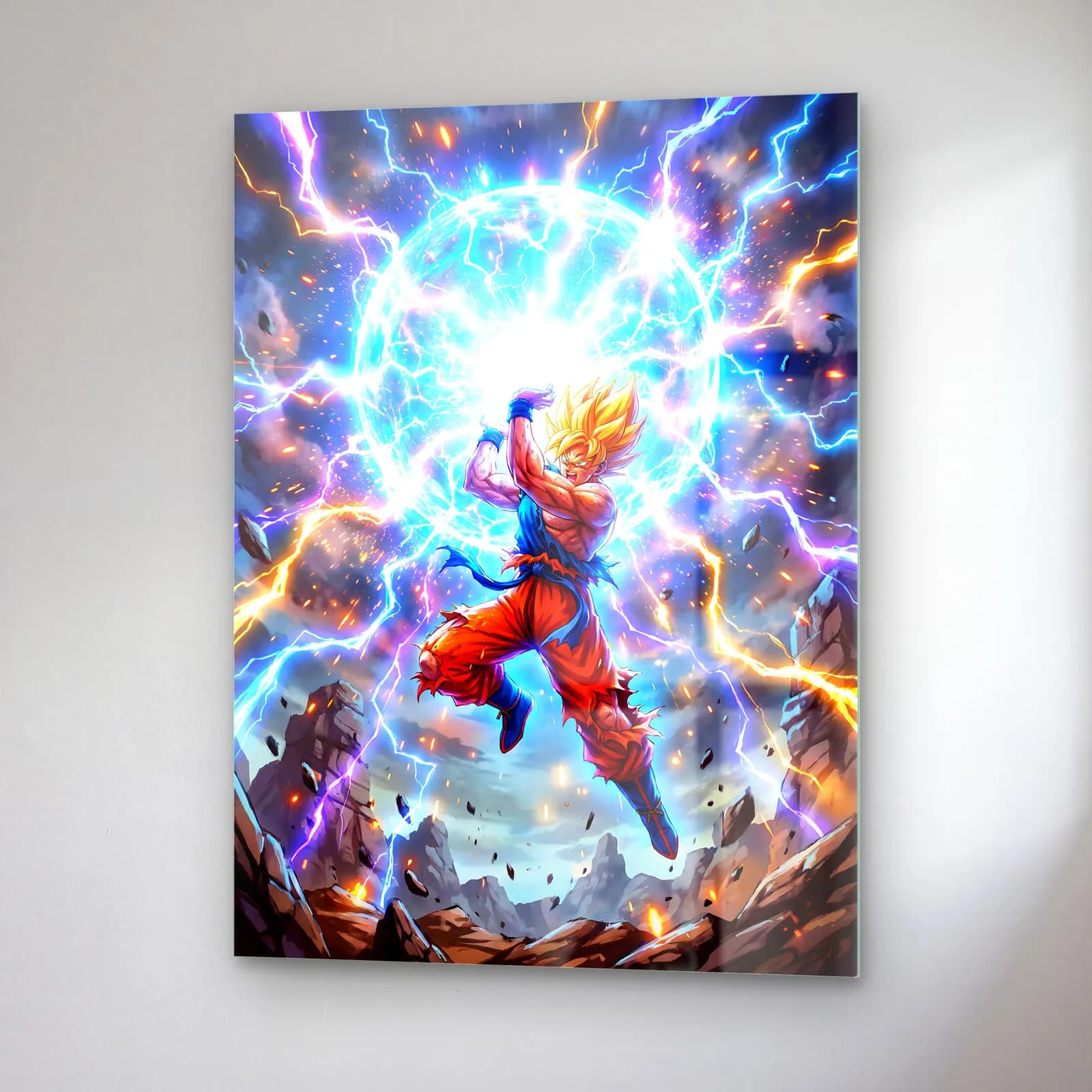 Goku Enerji Patlaması cam tablo — sağ açıdan görünüm