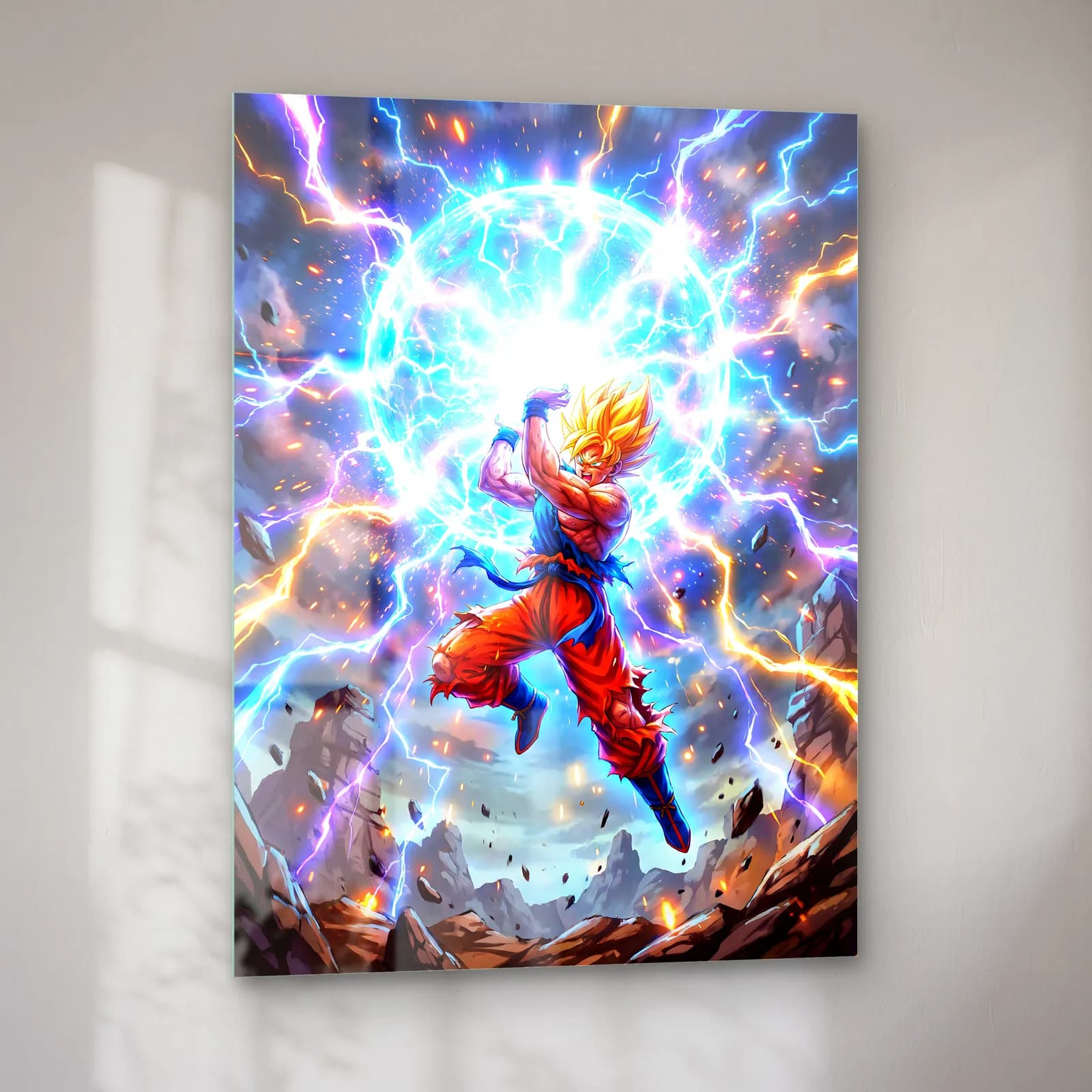 Goku Enerji Patlaması cam tablo — sol açıdan görünüm