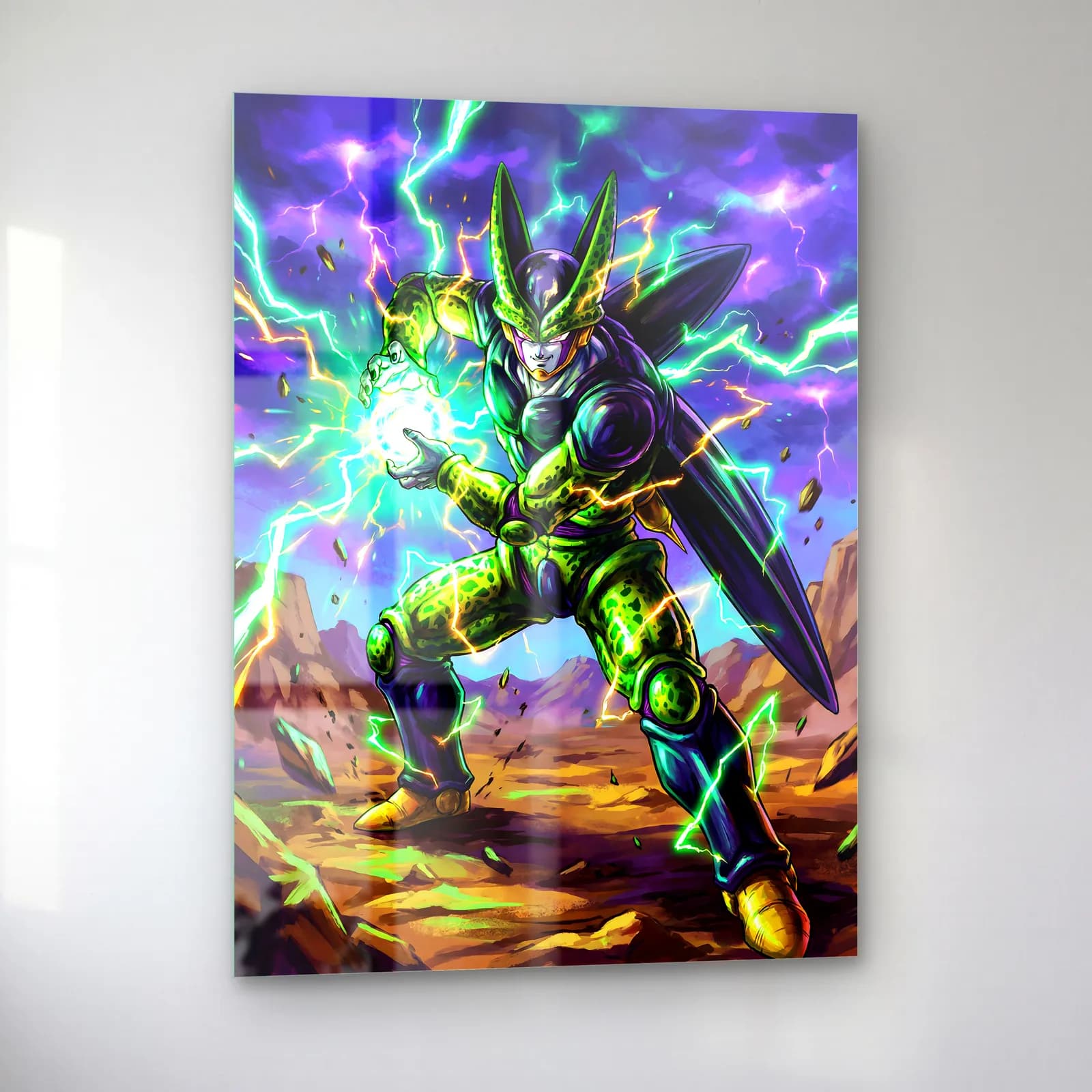 Cell Dragon Ball cam tablo — sol açıdan görünüm