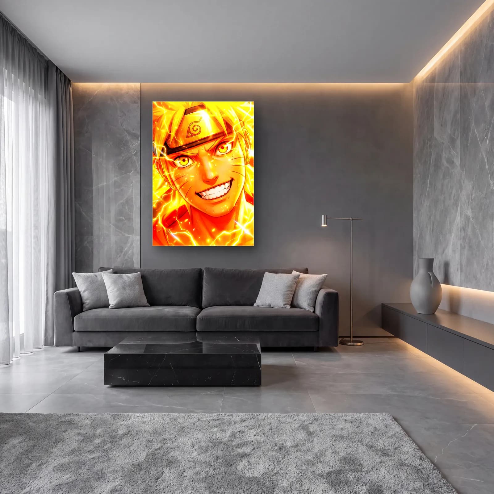 Naruto Uzumaki Portresi cam tablo — lüks salon duvarında