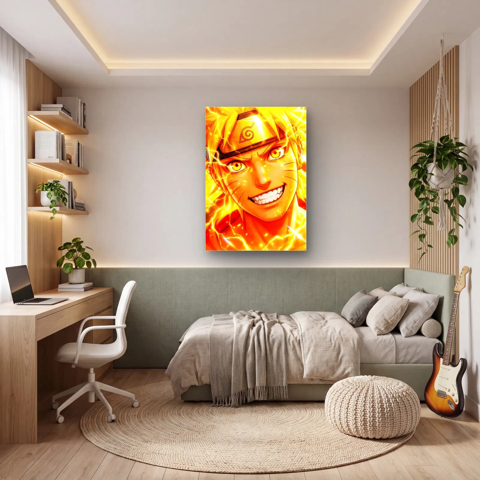 Naruto Uzumaki Portresi cam tablo — genç odasında