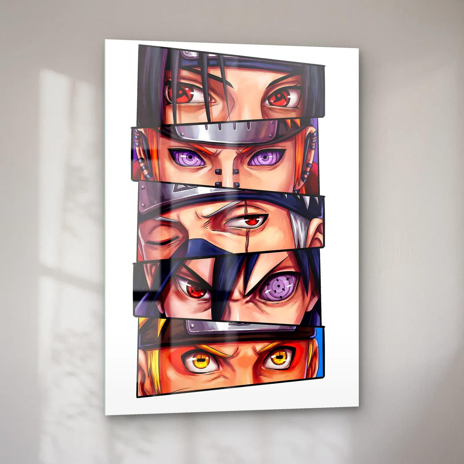 Uchiha Gözleri Sharingan cam tablo — sol açıdan görünüm