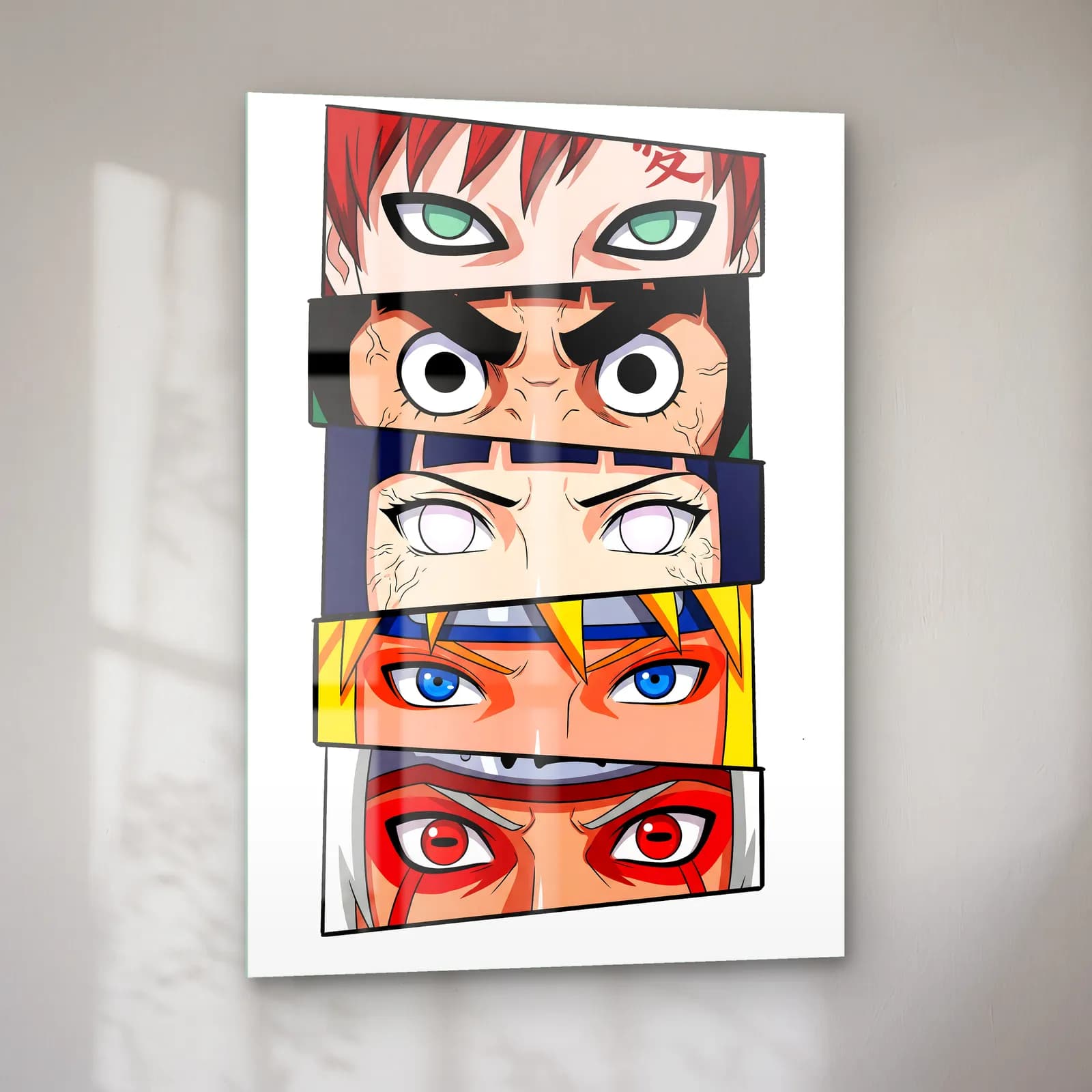 Gaara ve Naruto Gözleri cam tablo — sol açıdan görünüm