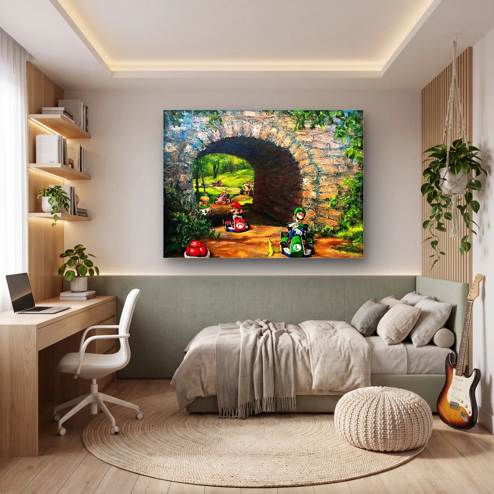 Taş Tünelde Mario Kart cam tablo — genç odasında
