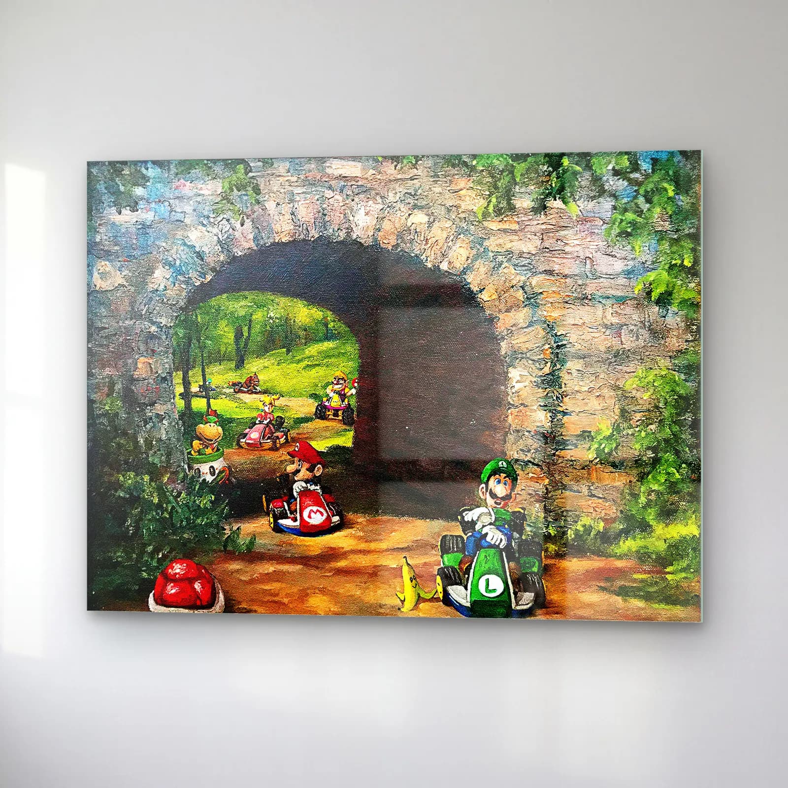 Taş Tünelde Mario Kart cam tablo — sağ açıdan görünüm