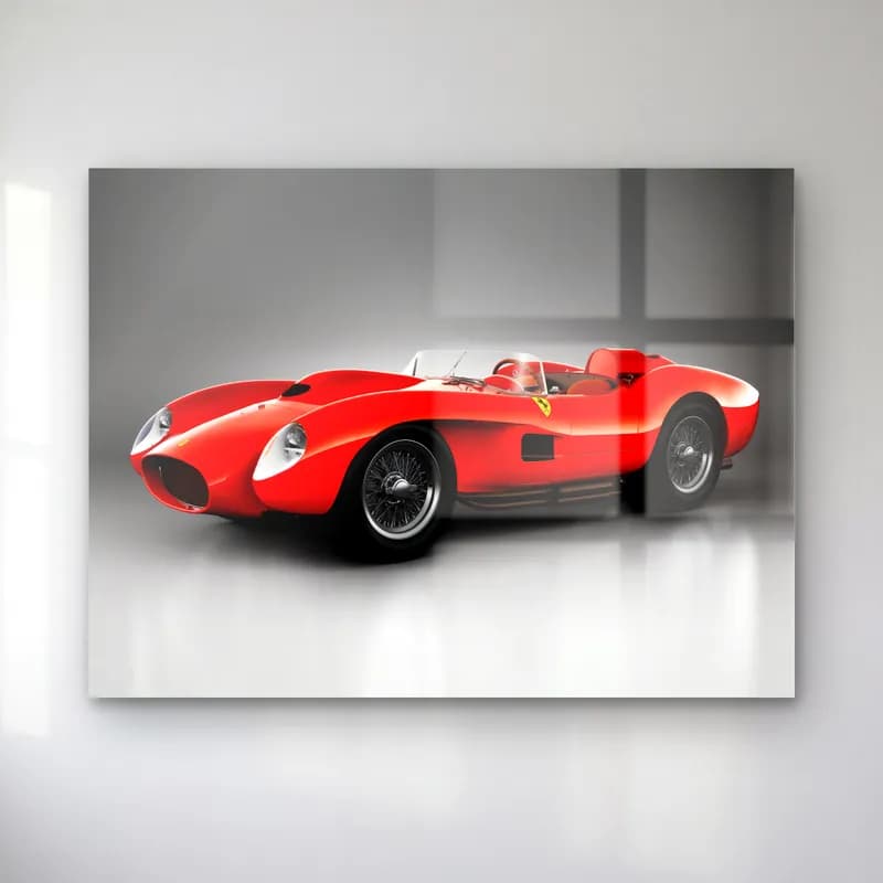 Kırmızı Ferrari 250 Testa Rossa cam tablo — Açık gri stüdyo fonunda kırmızı klasik Ferrari 250 Testa Rossa yarış otomobili