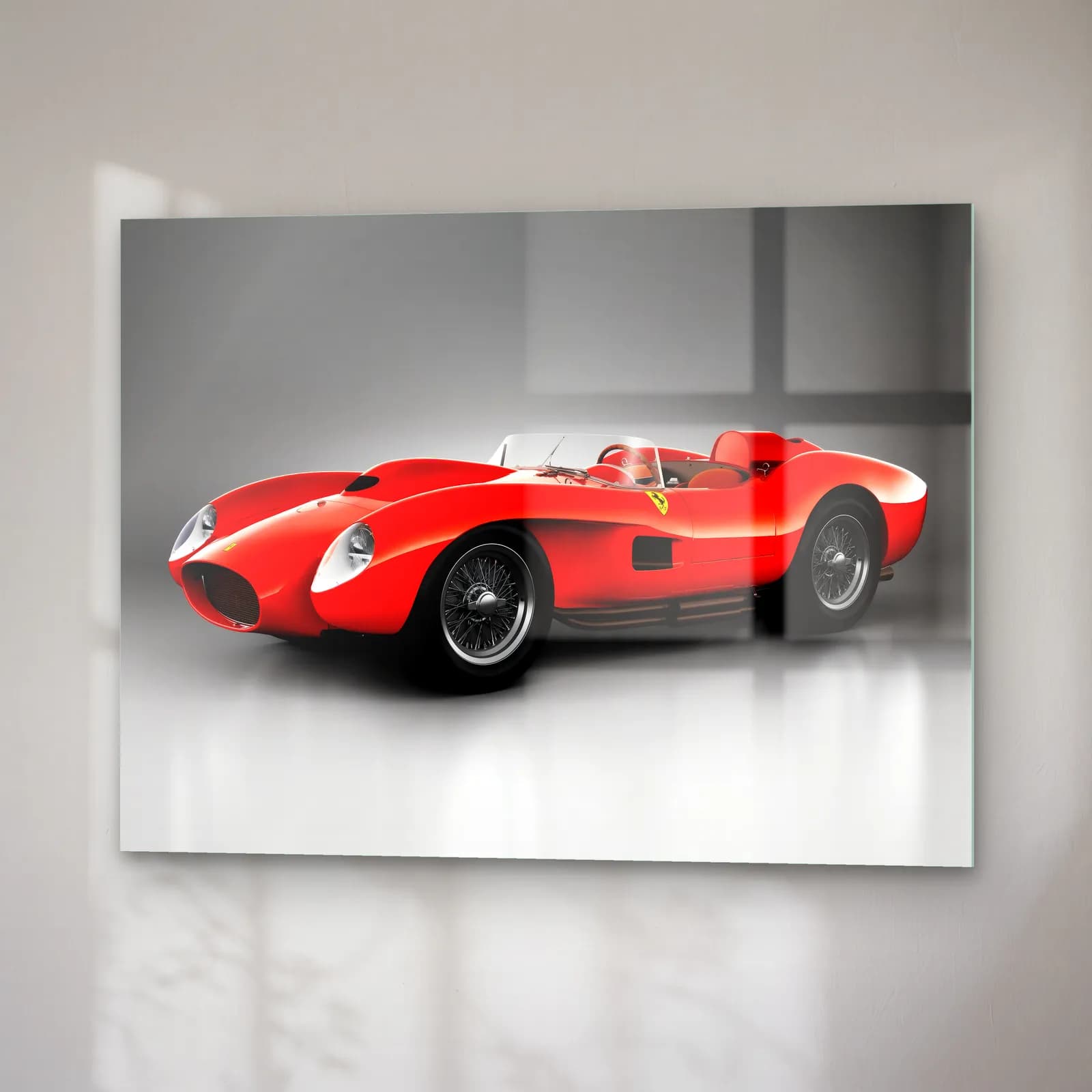 Kırmızı Ferrari 250 Testa Rossa cam tablo — sağ açıdan görünüm