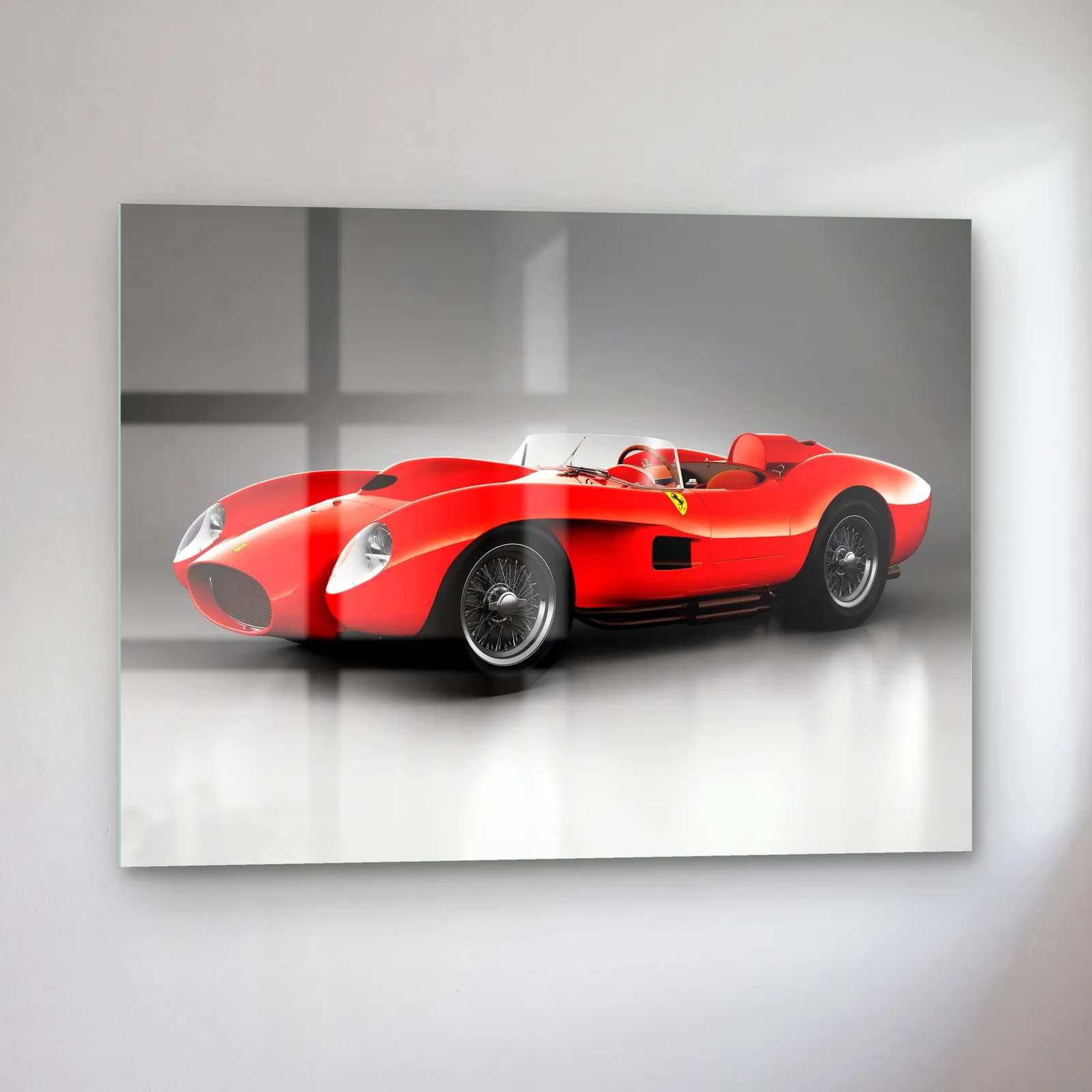 Kırmızı Ferrari 250 Testa Rossa cam tablo — sol açıdan görünüm