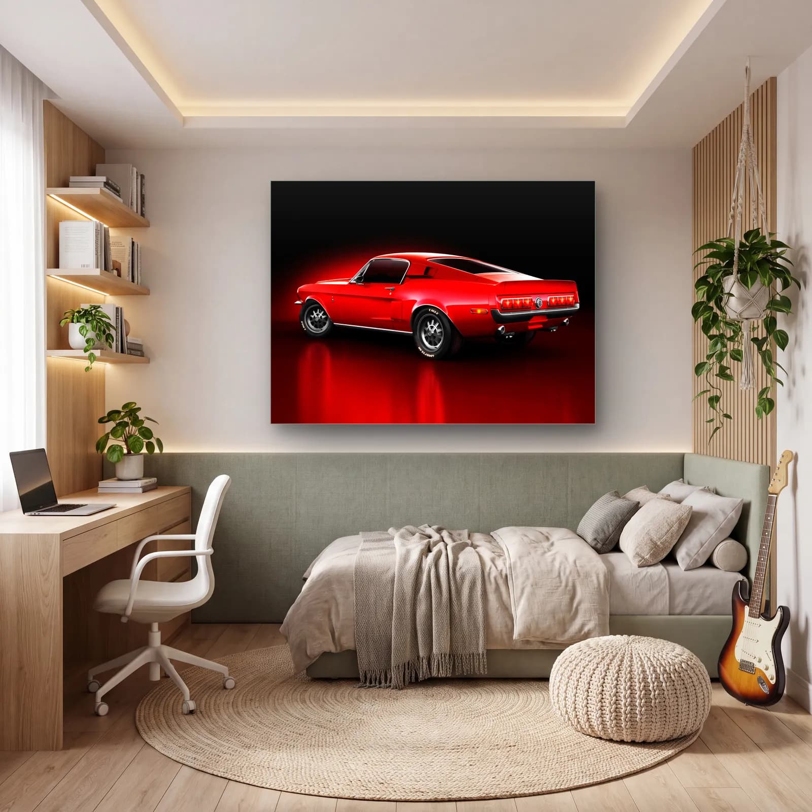 Kırmızı Ford Mustang Fastback cam tablo — genç odasında