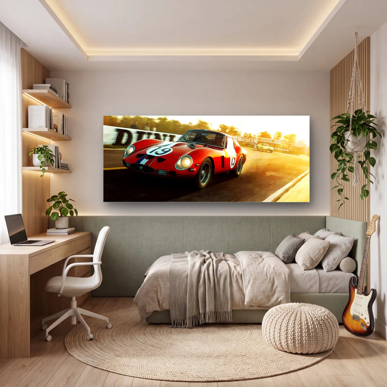 Gün Batımında Ferrari 250 GTO cam tablo — genç odasında