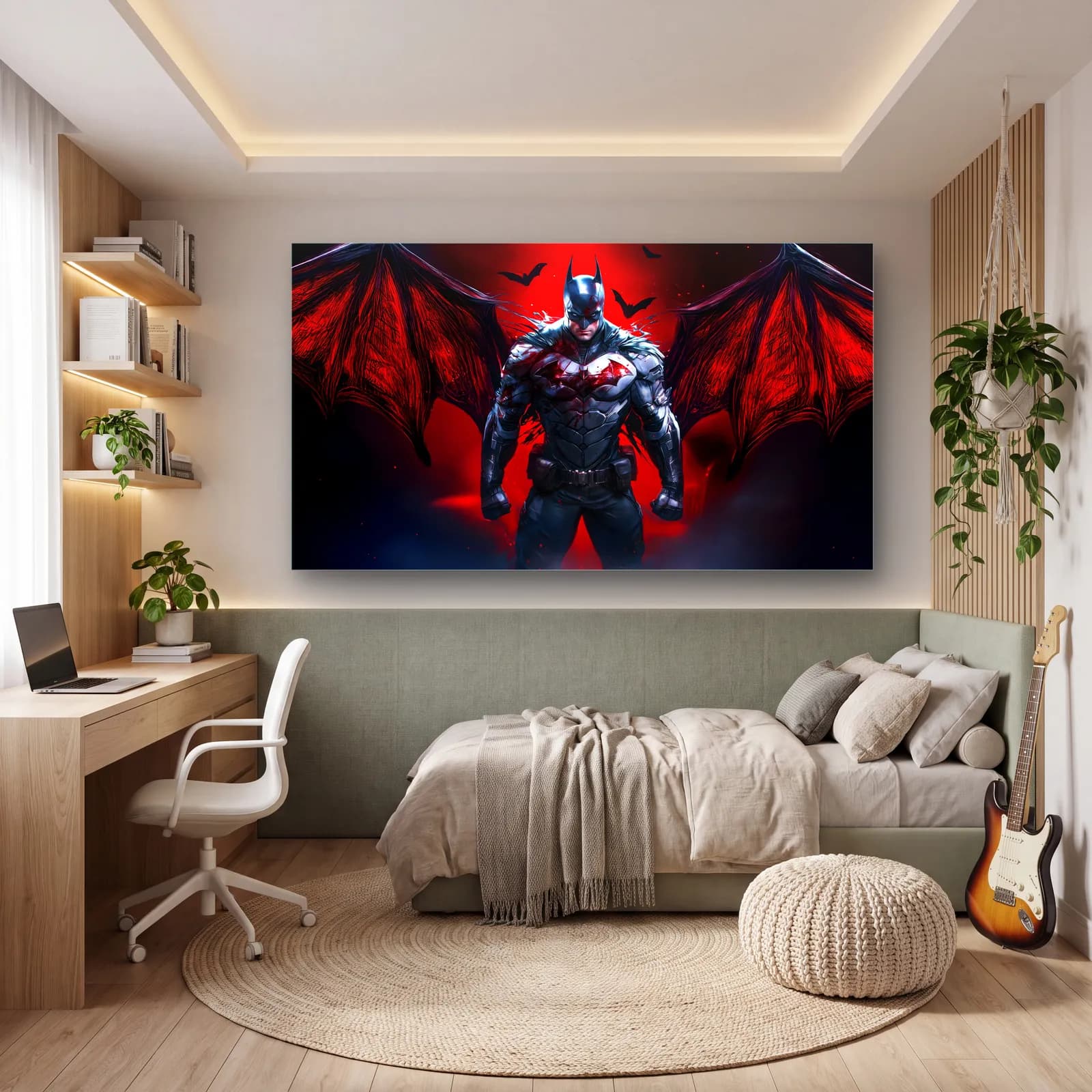 Kırmızı Kanatlı Batman cam tablo — genç odasında