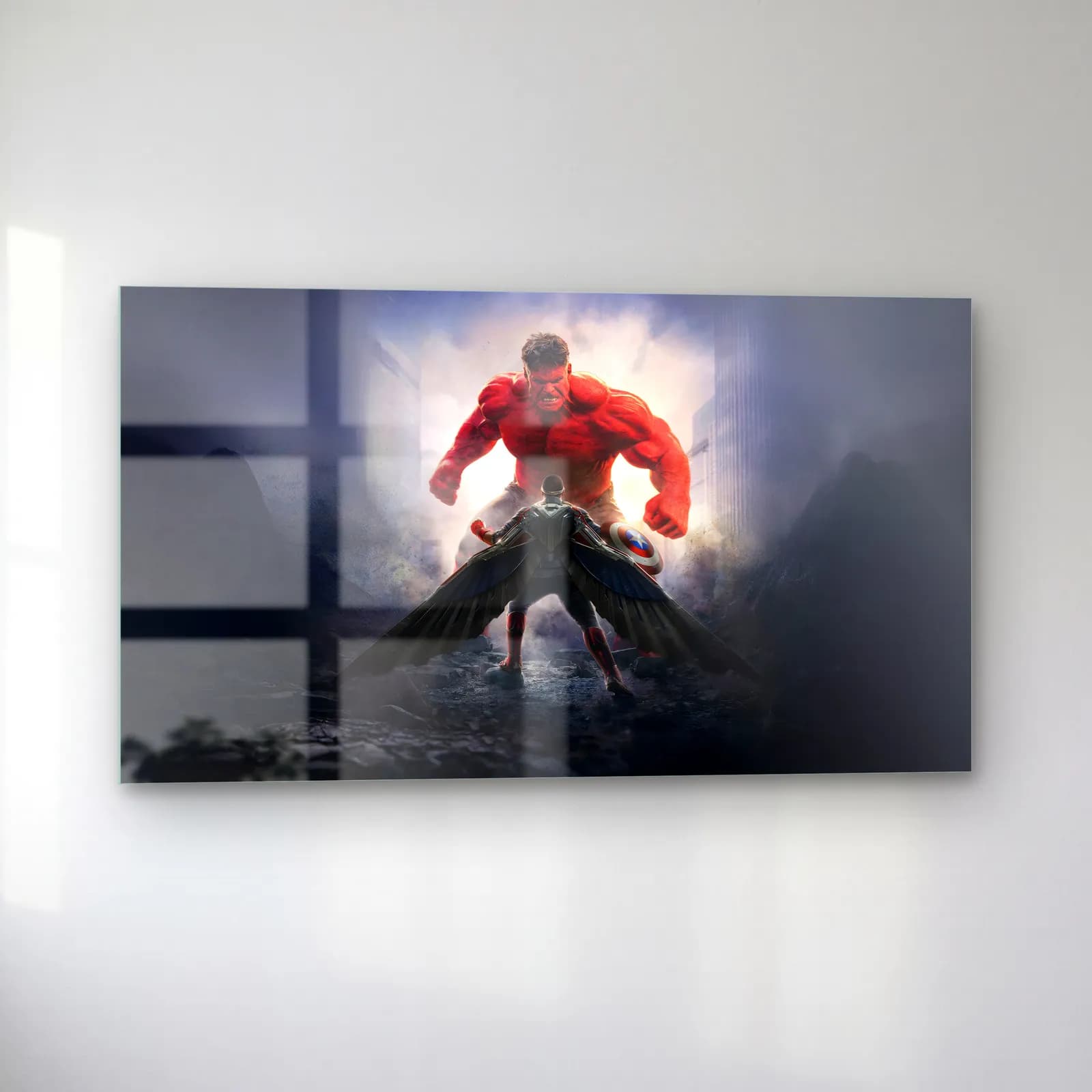 Red Hulk Sisli Dağlarda cam tablo — sol açıdan görünüm