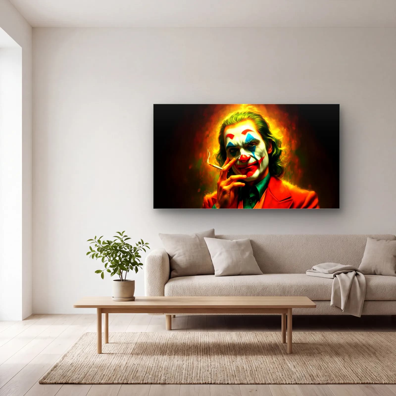 Joker Sigara Molası cam tablo — açık renk salonda
