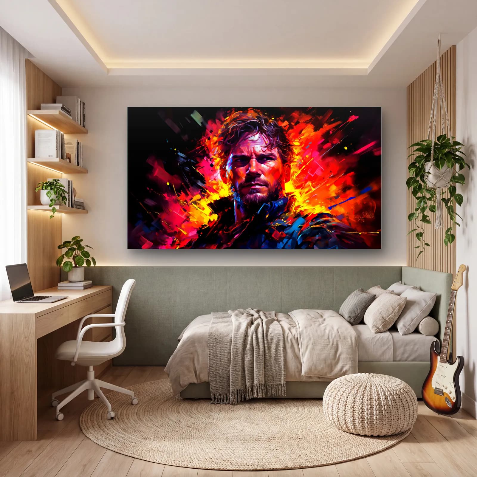 Star-Lord Renkli Portre cam tablo — genç odasında