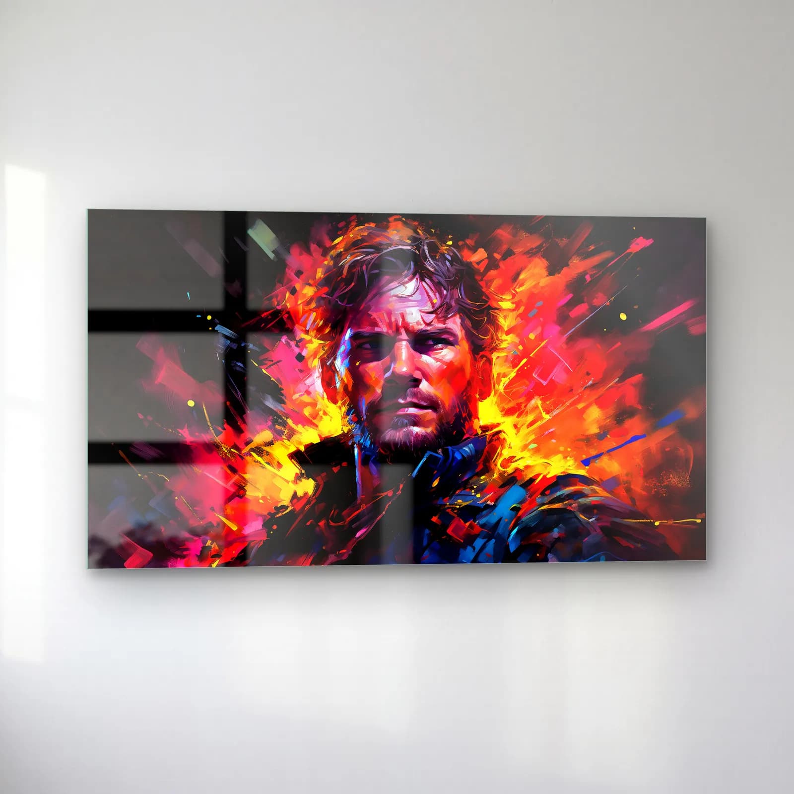 Star-Lord Renkli Portre cam tablo — sol açıdan görünüm