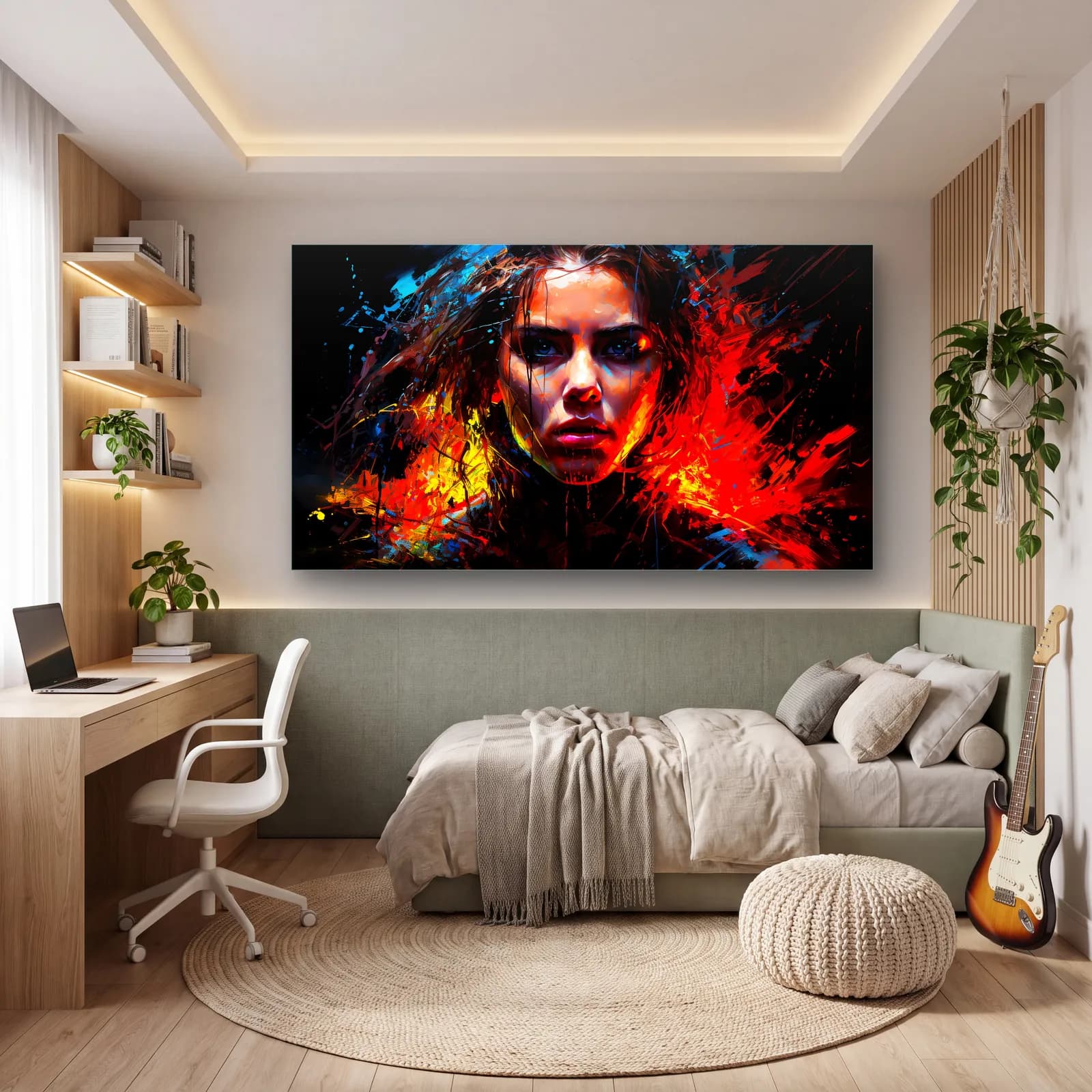Scarlet Witch Renkli Portre cam tablo — genç odasında