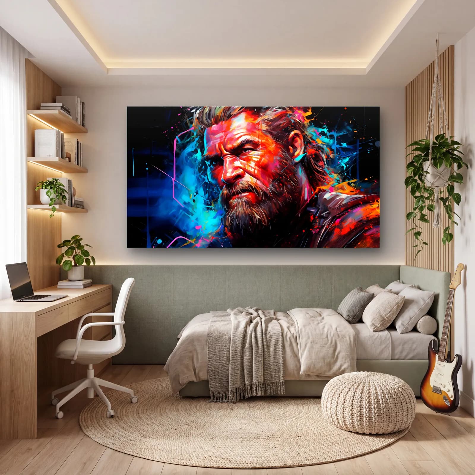 Thor Renkli Portre cam tablo — genç odasında