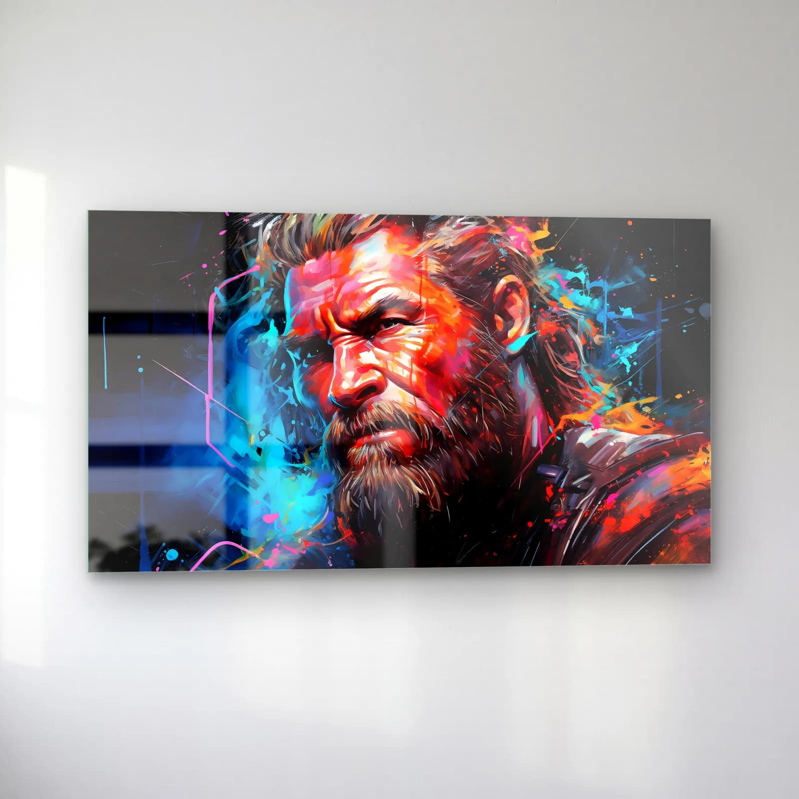 Thor Renkli Portre cam tablo — sol açıdan görünüm