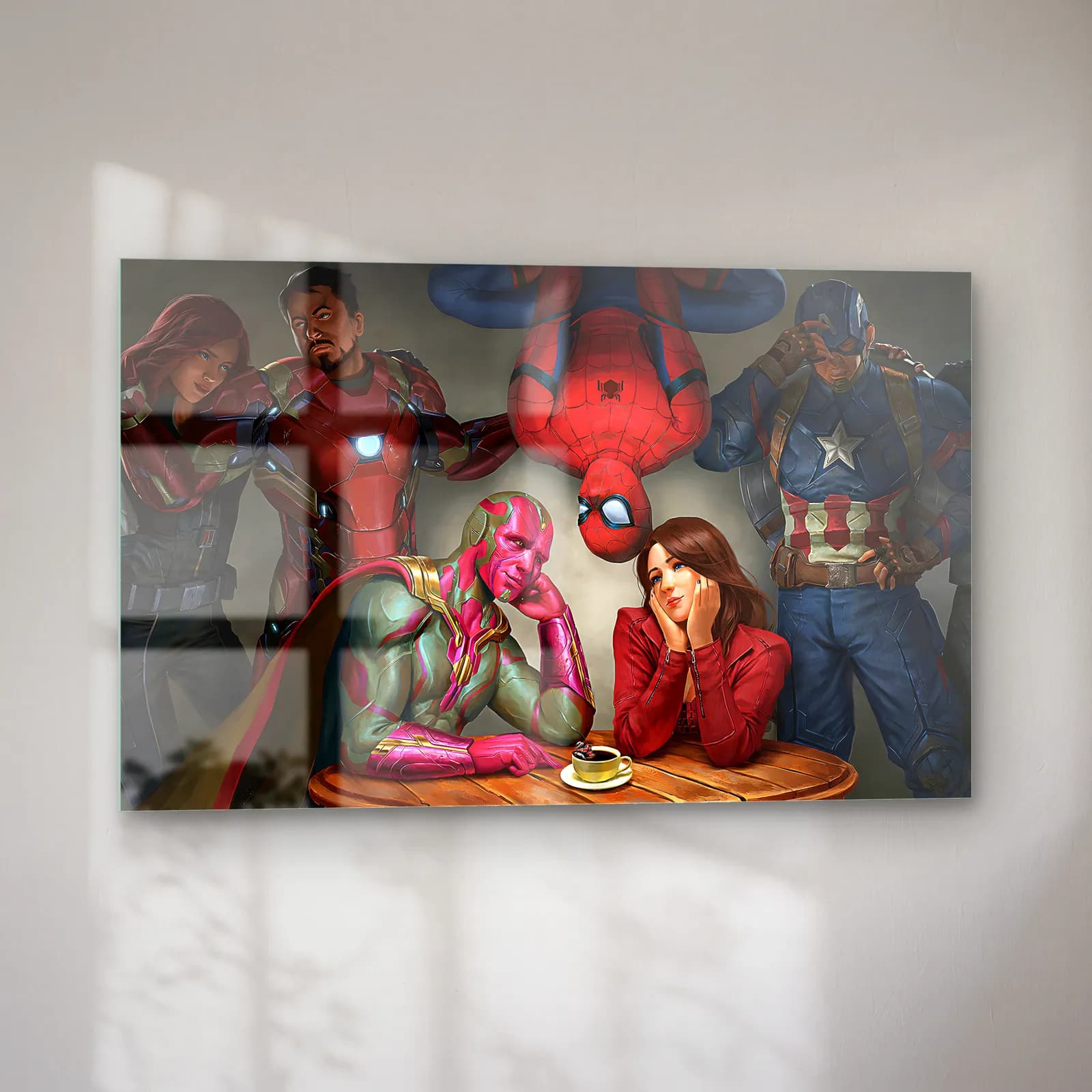 Vision ve Wanda Kafede cam tablo — sol açıdan görünüm